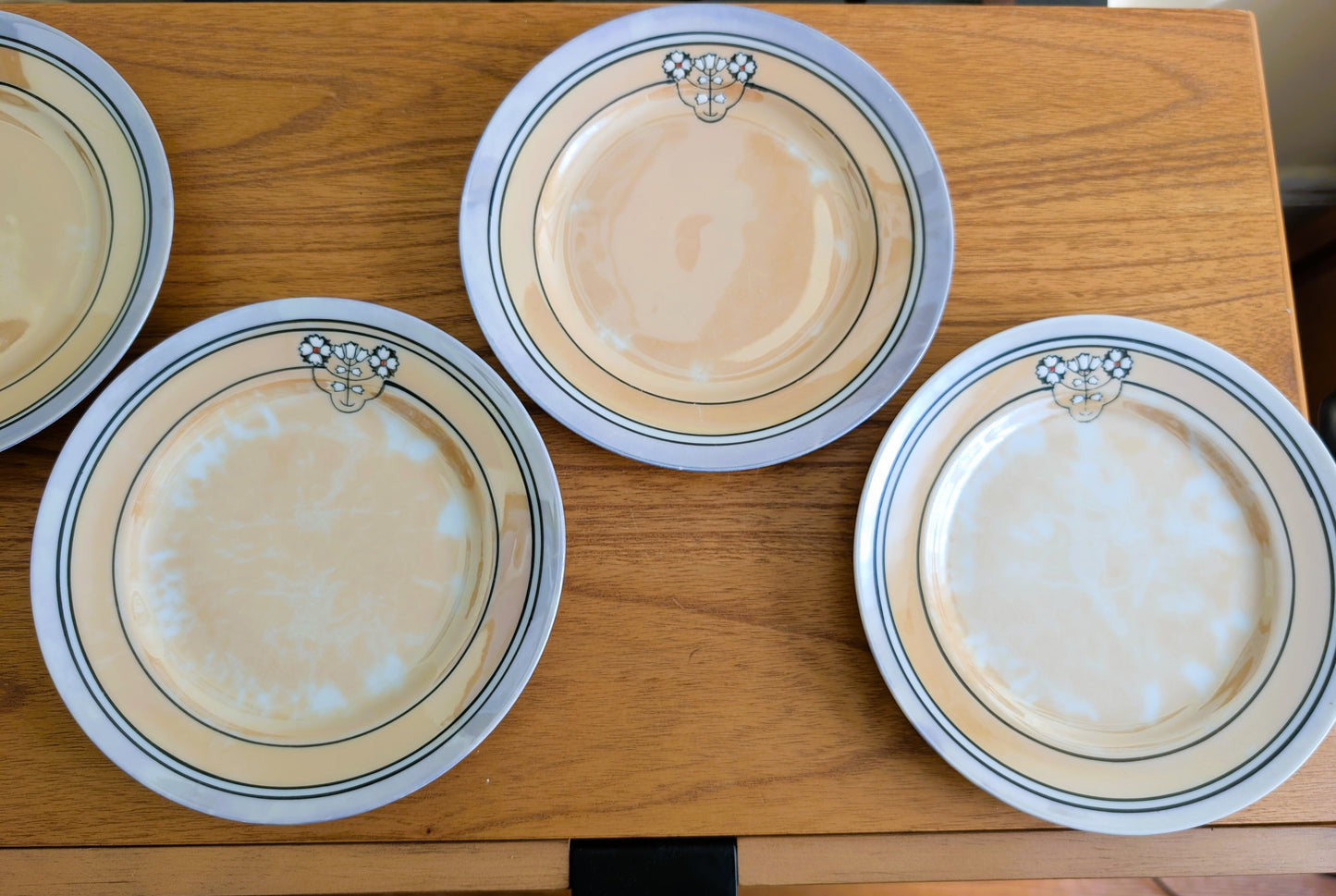 5 Art Deco Hand Painted Japanese Lusterware Salad Plates