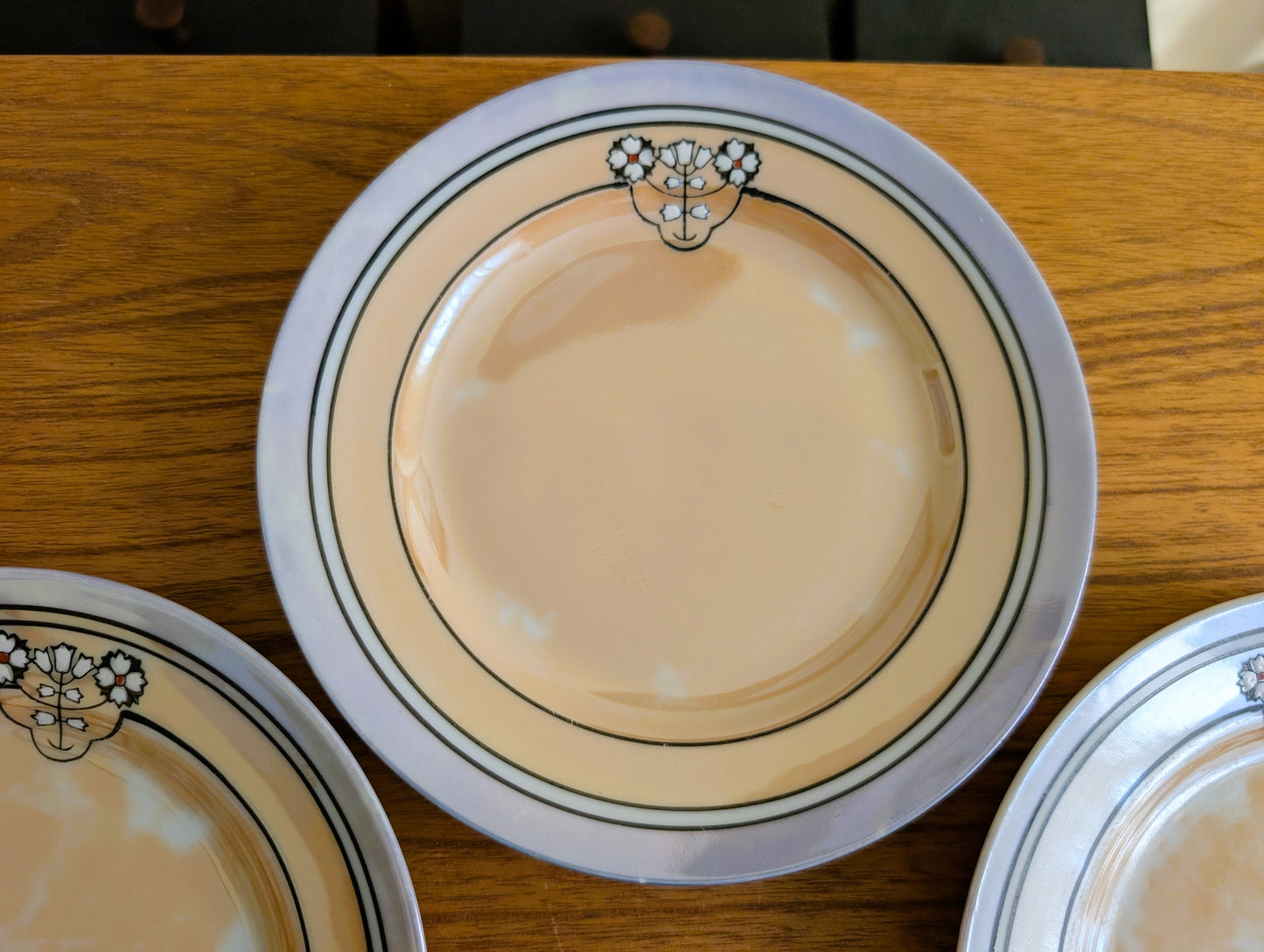 5 Art Deco Hand Painted Japanese Lusterware Salad Plates