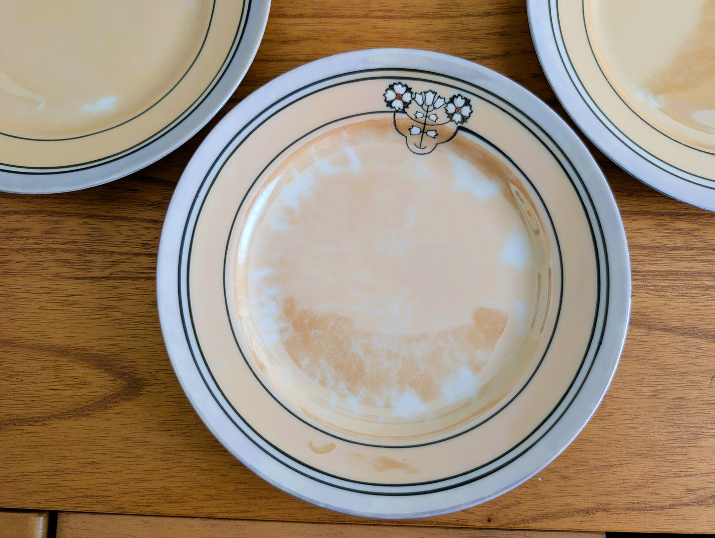 5 Art Deco Hand Painted Japanese Lusterware Salad Plates