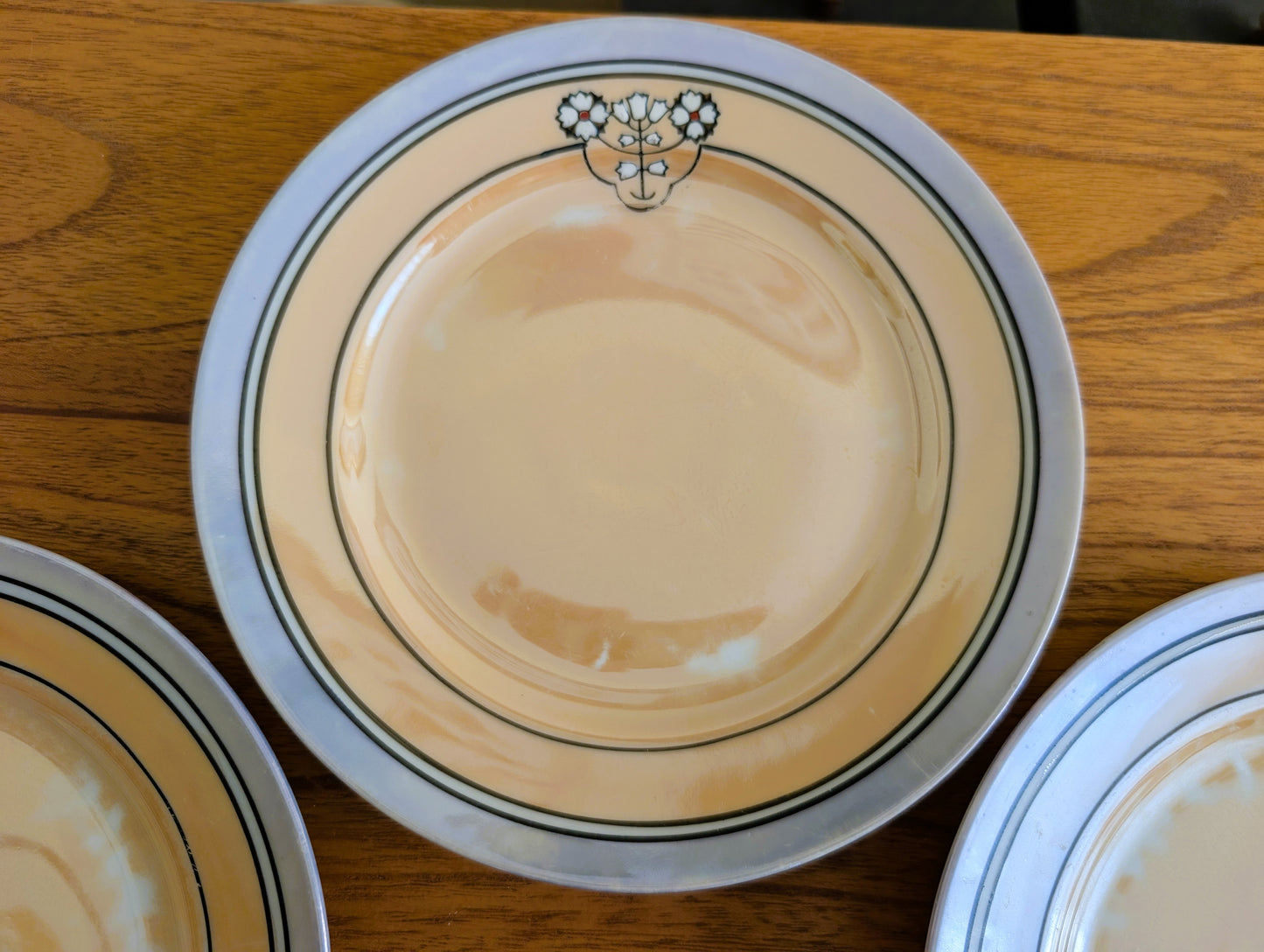 5 Art Deco Hand Painted Japanese Lusterware Salad Plates