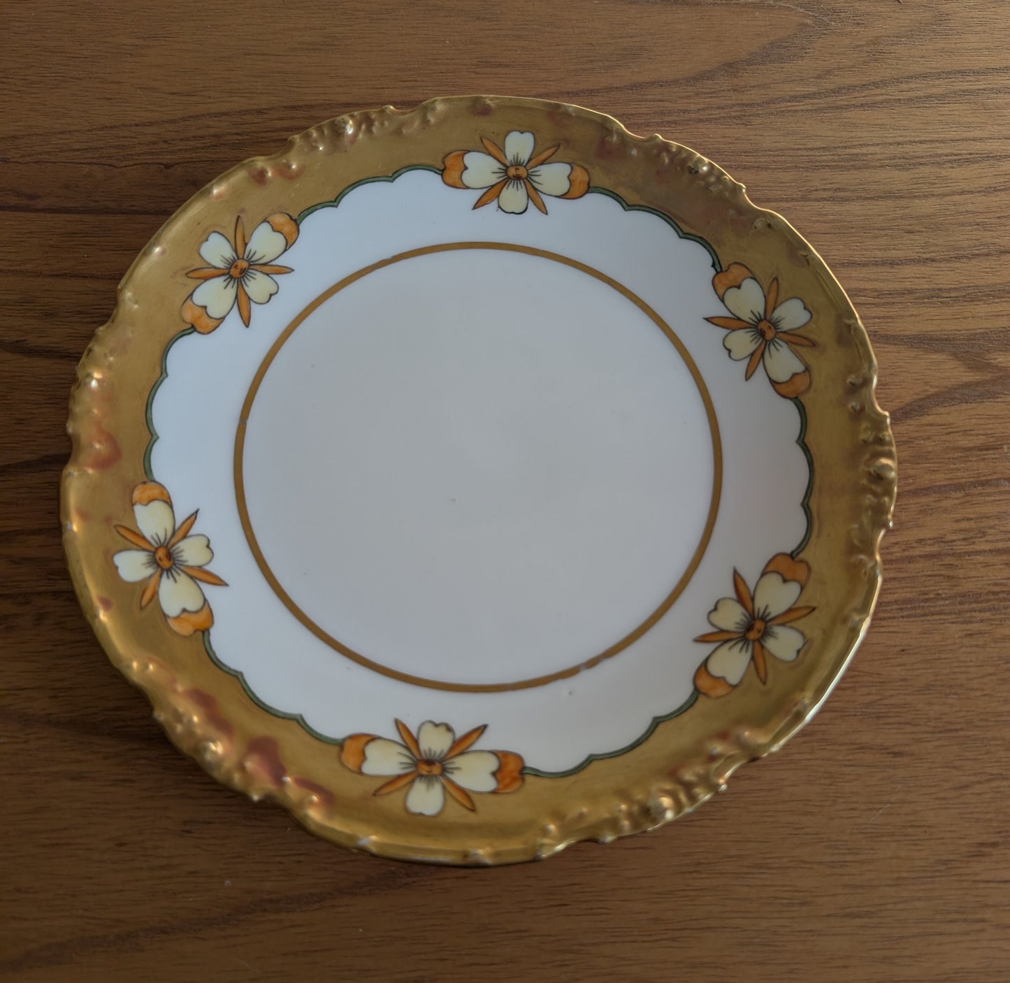 Edwardian LS & S Limoges Gilt Floral 8" Plate Antique