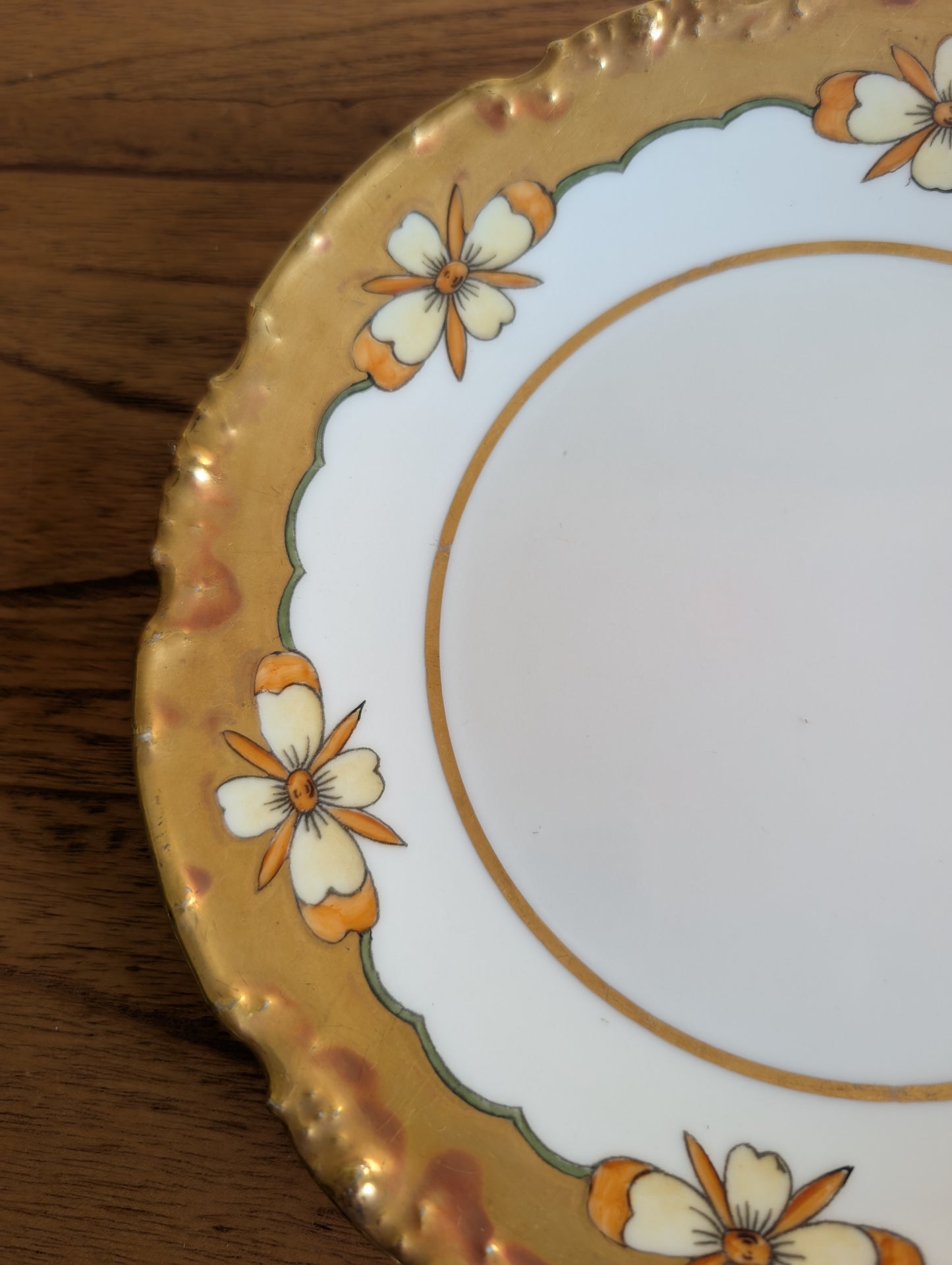 Edwardian LS & S Limoges Gilt Floral 8" Plate Antique