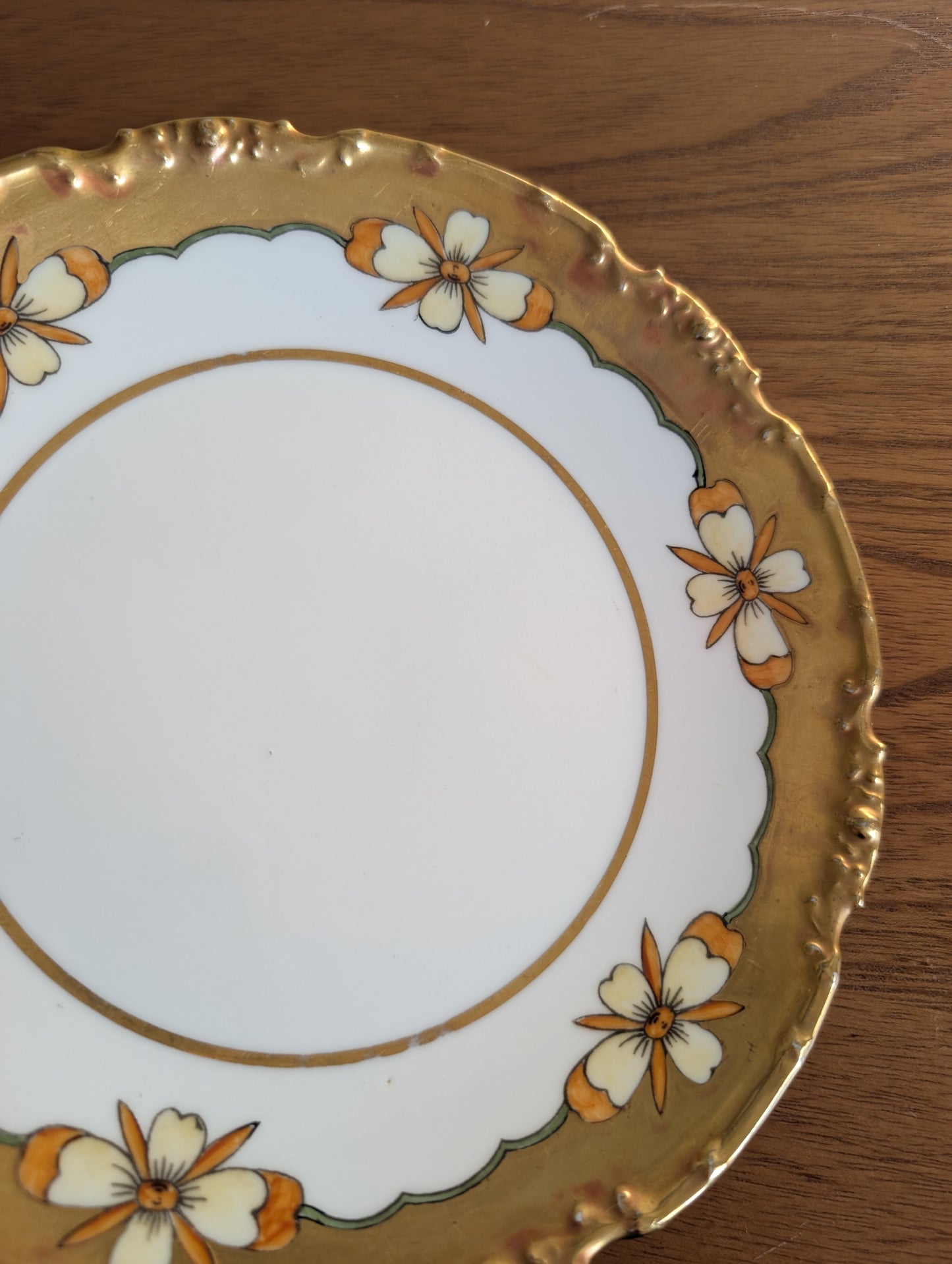 Edwardian LS & S Limoges Gilt Floral 8" Plate Antique