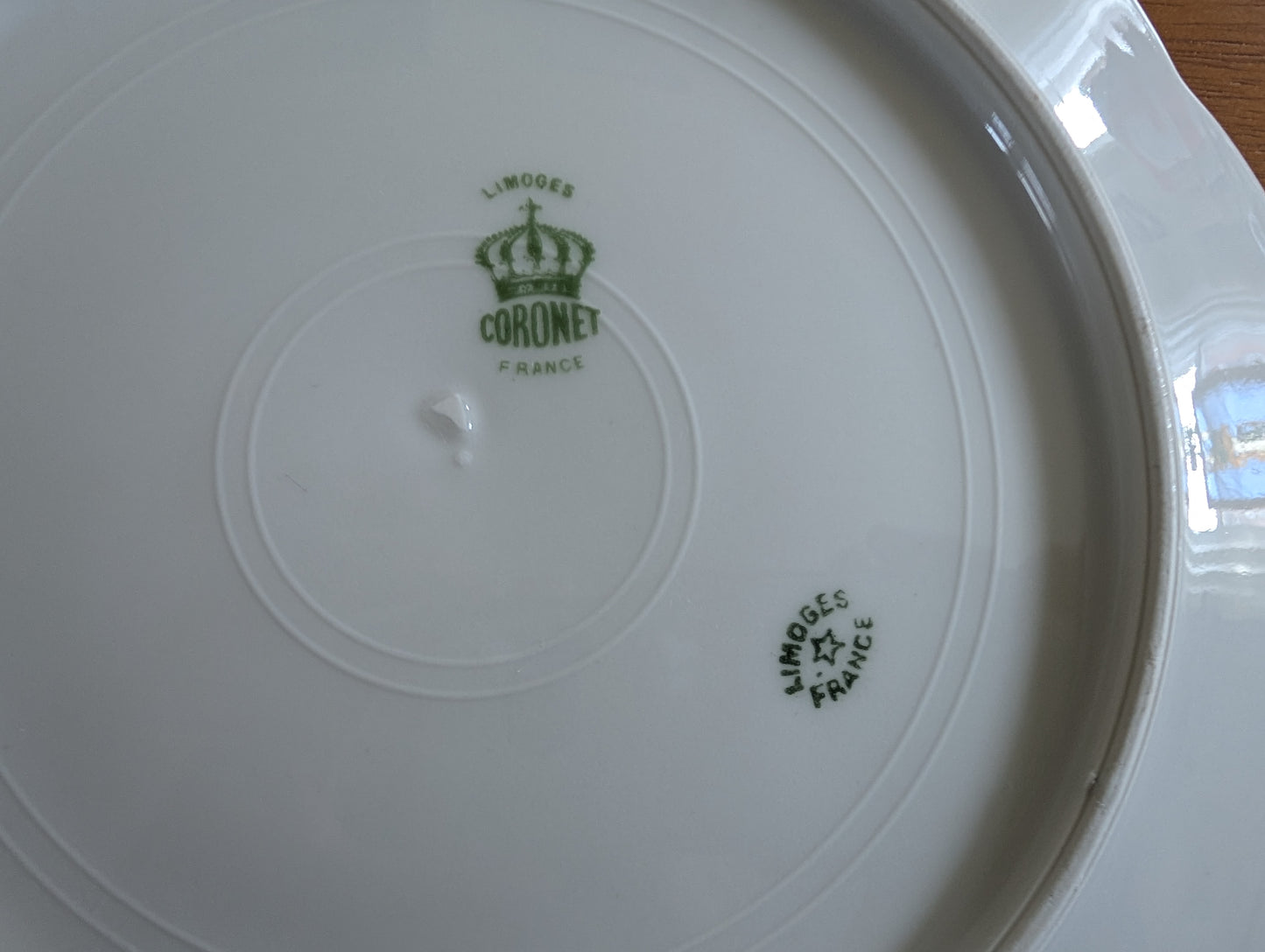 Set of 8 Limoges Coronet 8 inch Plates featuring Scalloped Gold Rims and Transferware Pansies
