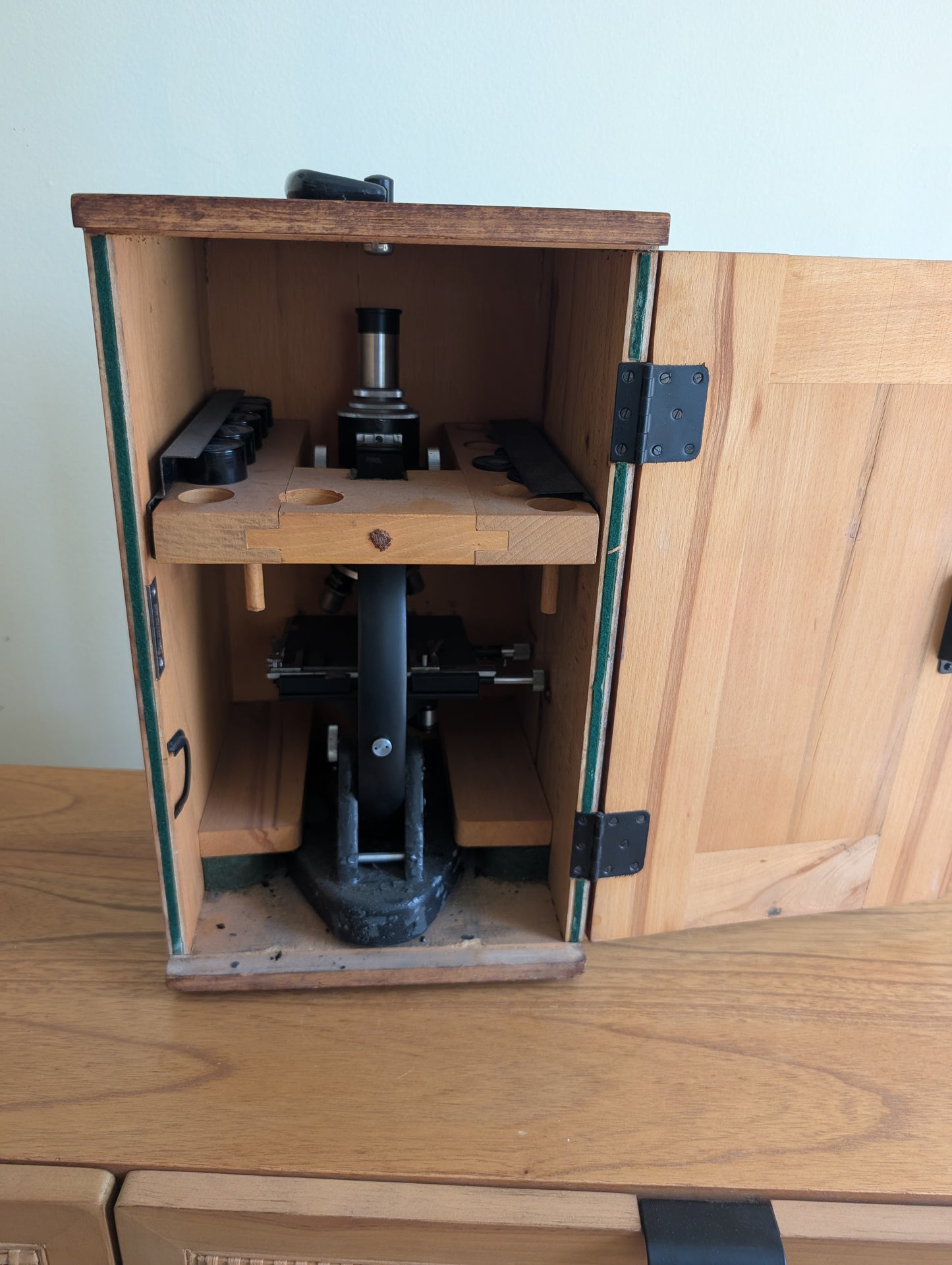 Microscope in Wooden Travel Case