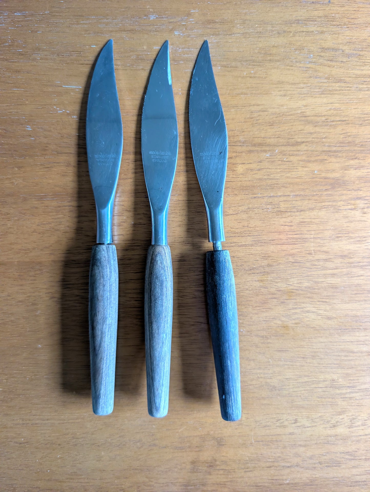 3 MCM Mode Danish Stainless Sheffield Flatware Knives