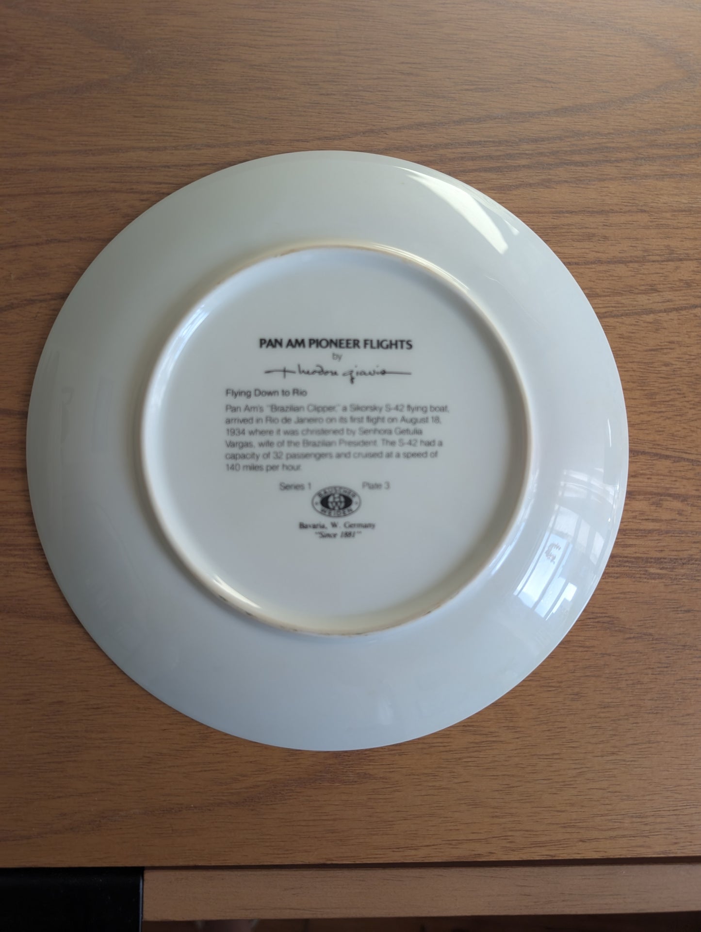 Pan Am Pioneer Flights Collectible Plate