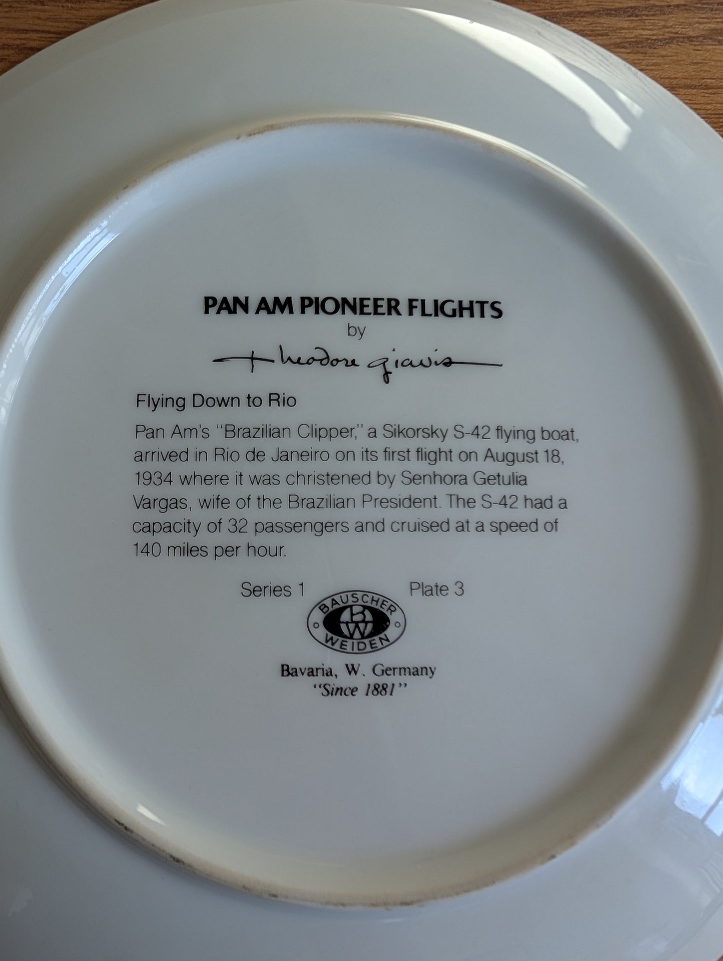 Pan Am Pioneer Flights Collectible Plate