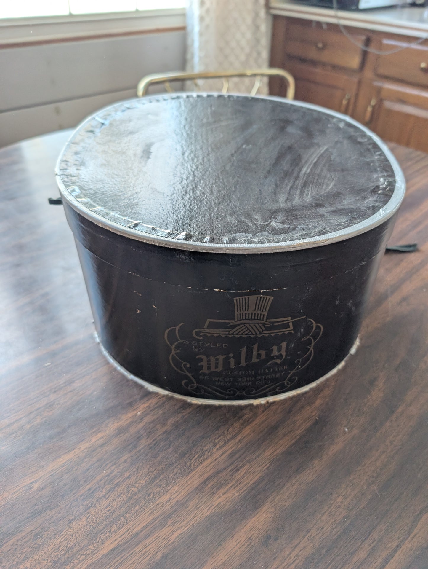 Vintage Wool Peachfelt Black Hat with Scarf in Wilby Hatter Box Lord & Taylor