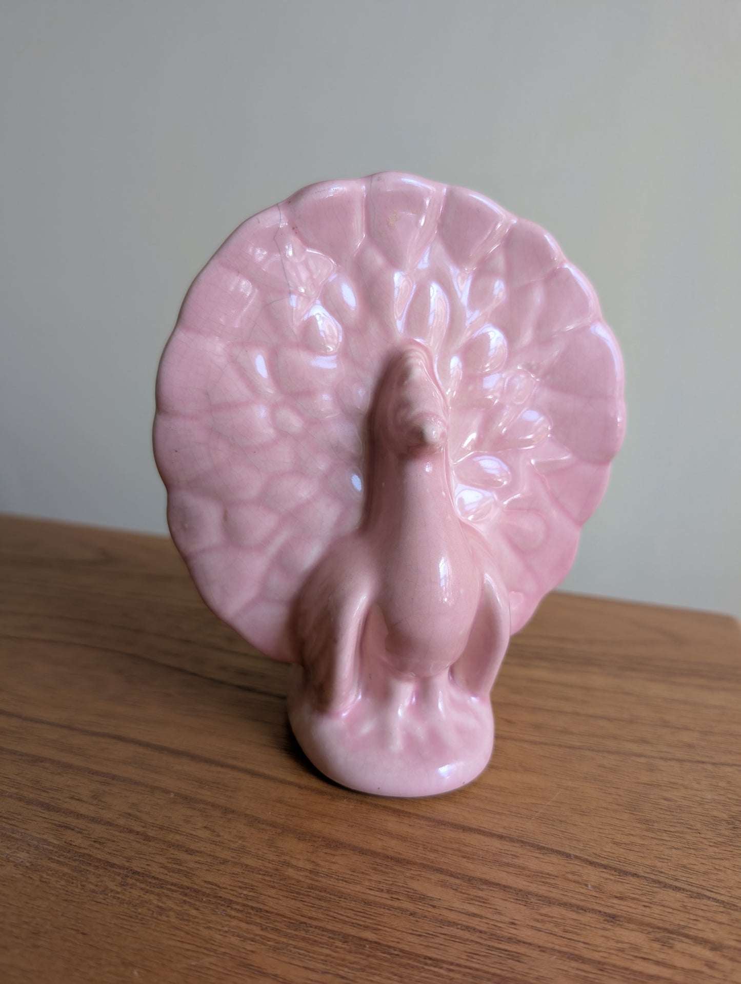 Set of 3 Vintage Ceramic Peacock Wall Planters Made in USA Pink Green and White