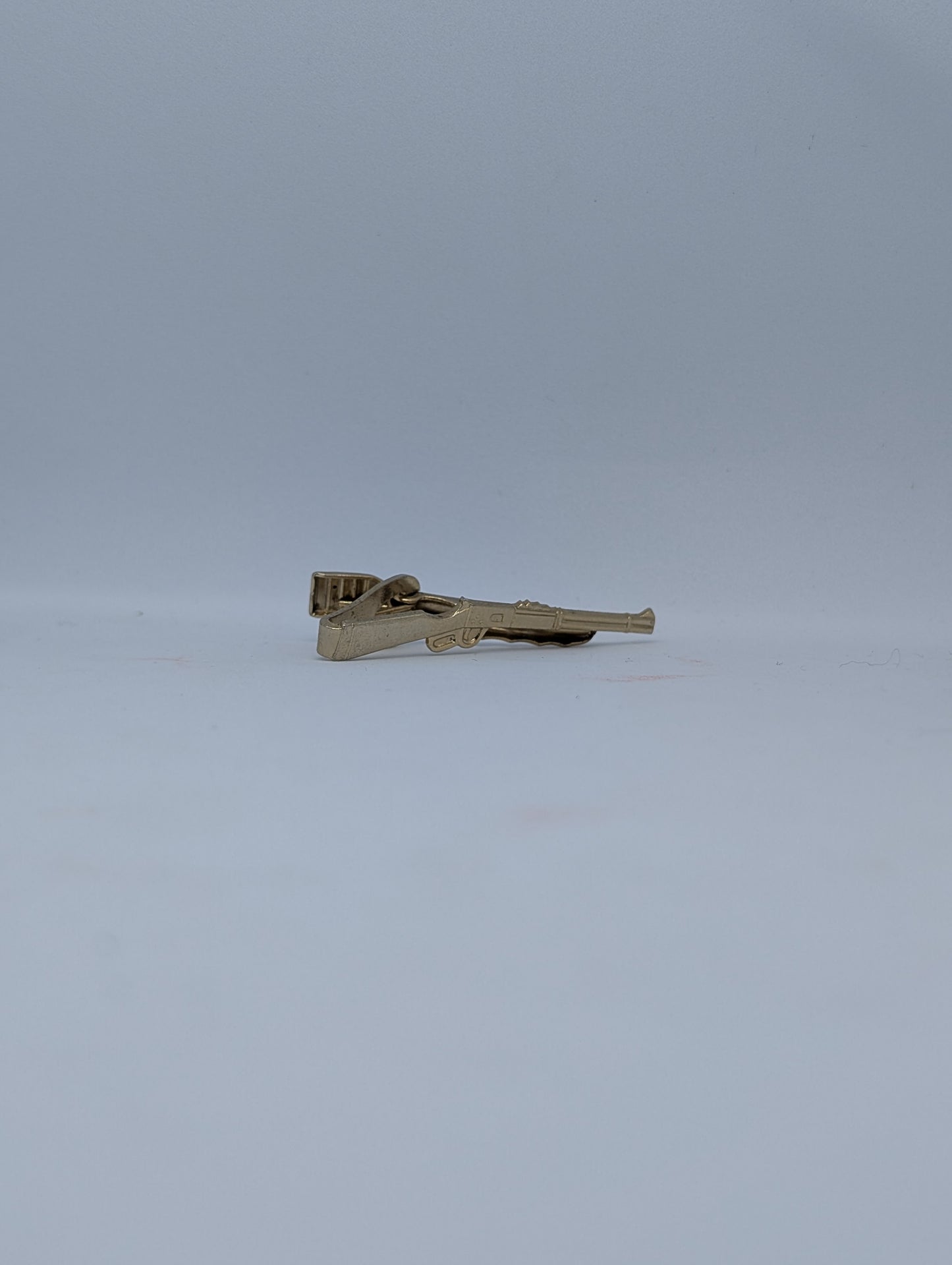 Small Gold Tone Rifle Tie Clip Vintage Men's Accessory Gift for Hunter