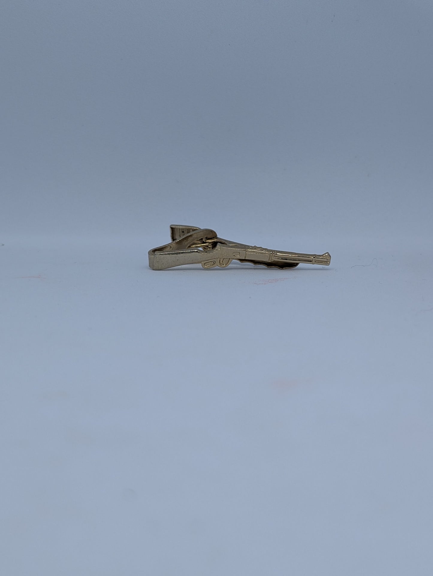 Small Gold Tone Rifle Tie Clip Vintage Men's Accessory Gift for Hunter