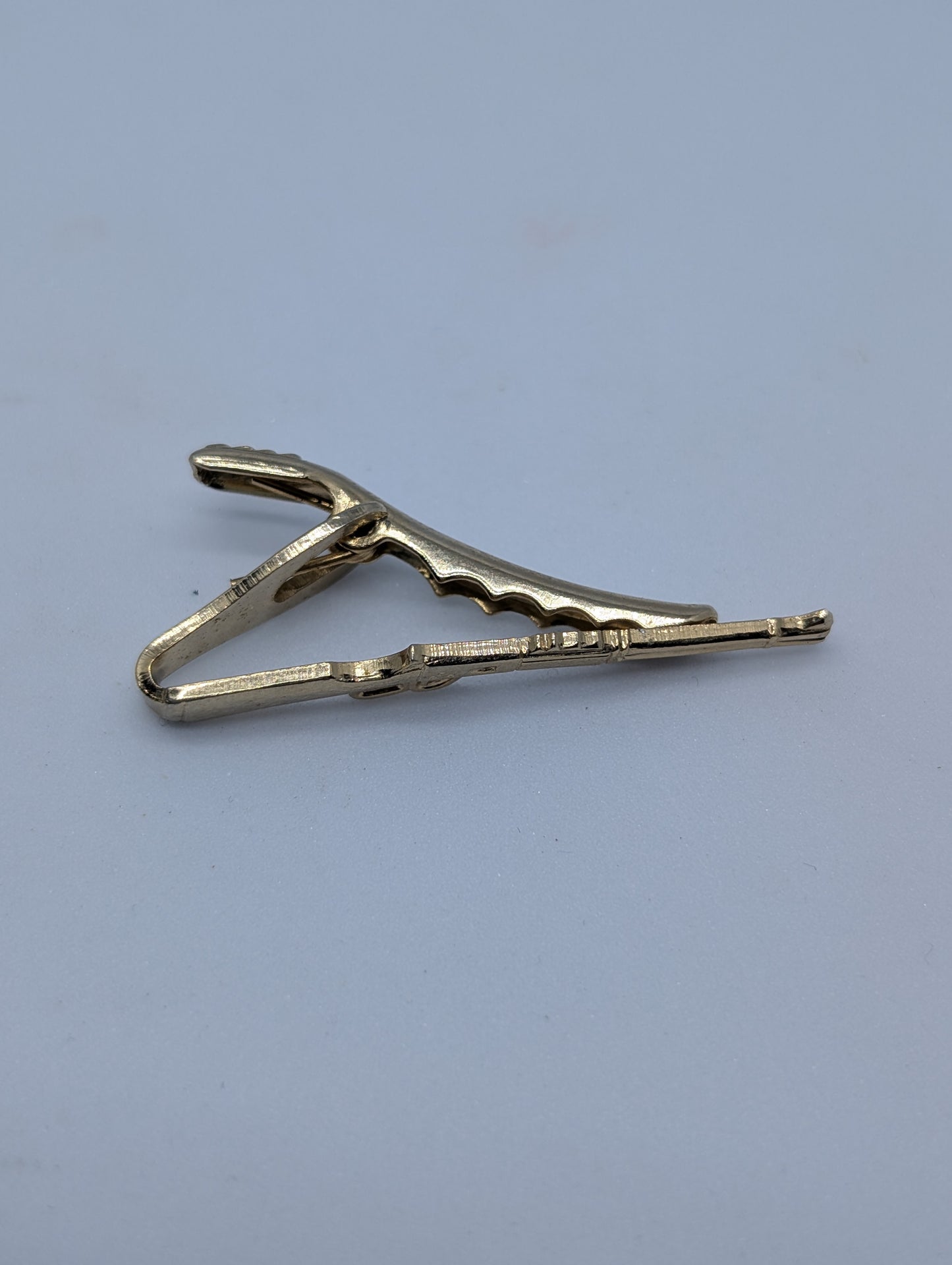 Small Gold Tone Rifle Tie Clip Vintage Men's Accessory Gift for Hunter