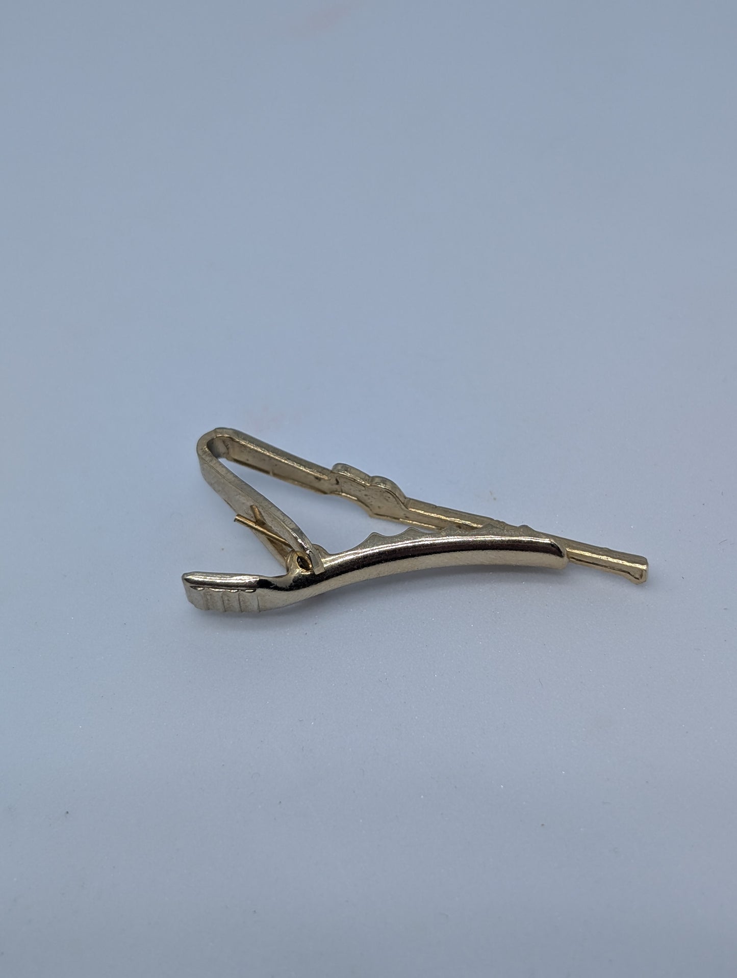 Small Gold Tone Rifle Tie Clip Vintage Men's Accessory Gift for Hunter