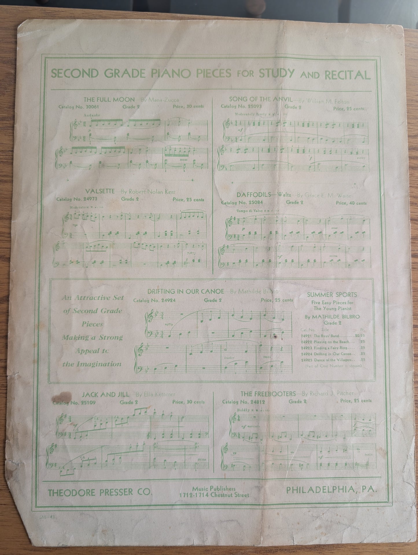 Vintage Pianoforte Sheet Music Rose Petals