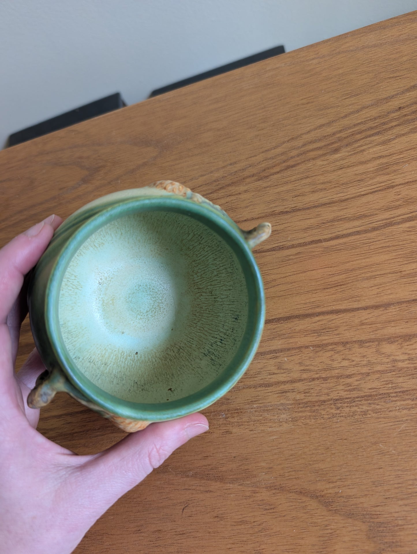Roseville Pottery Jardinière Green Pine Cone Bowl \