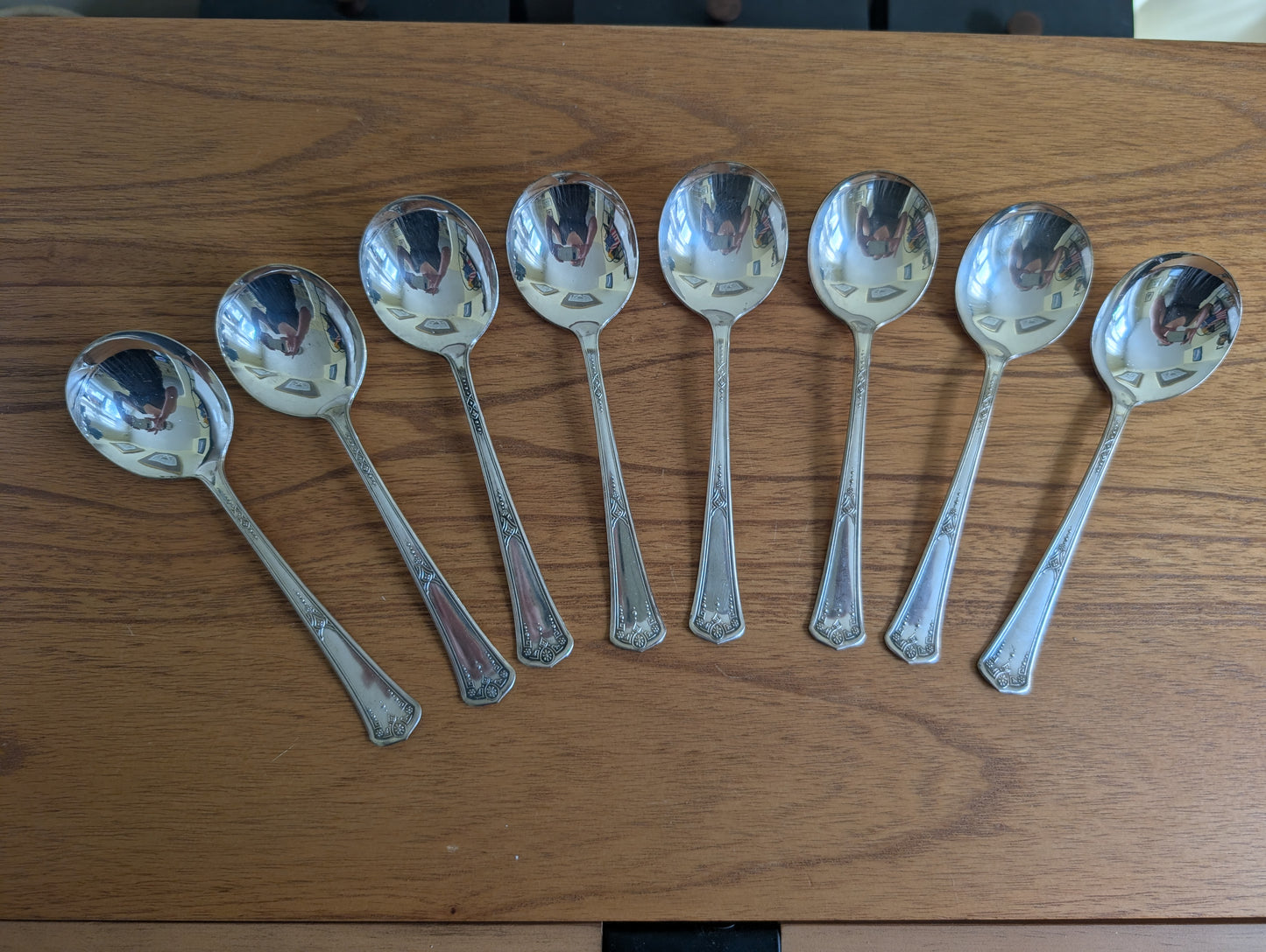 Set of 8 Vintage Silver Plated Soup Spoons
