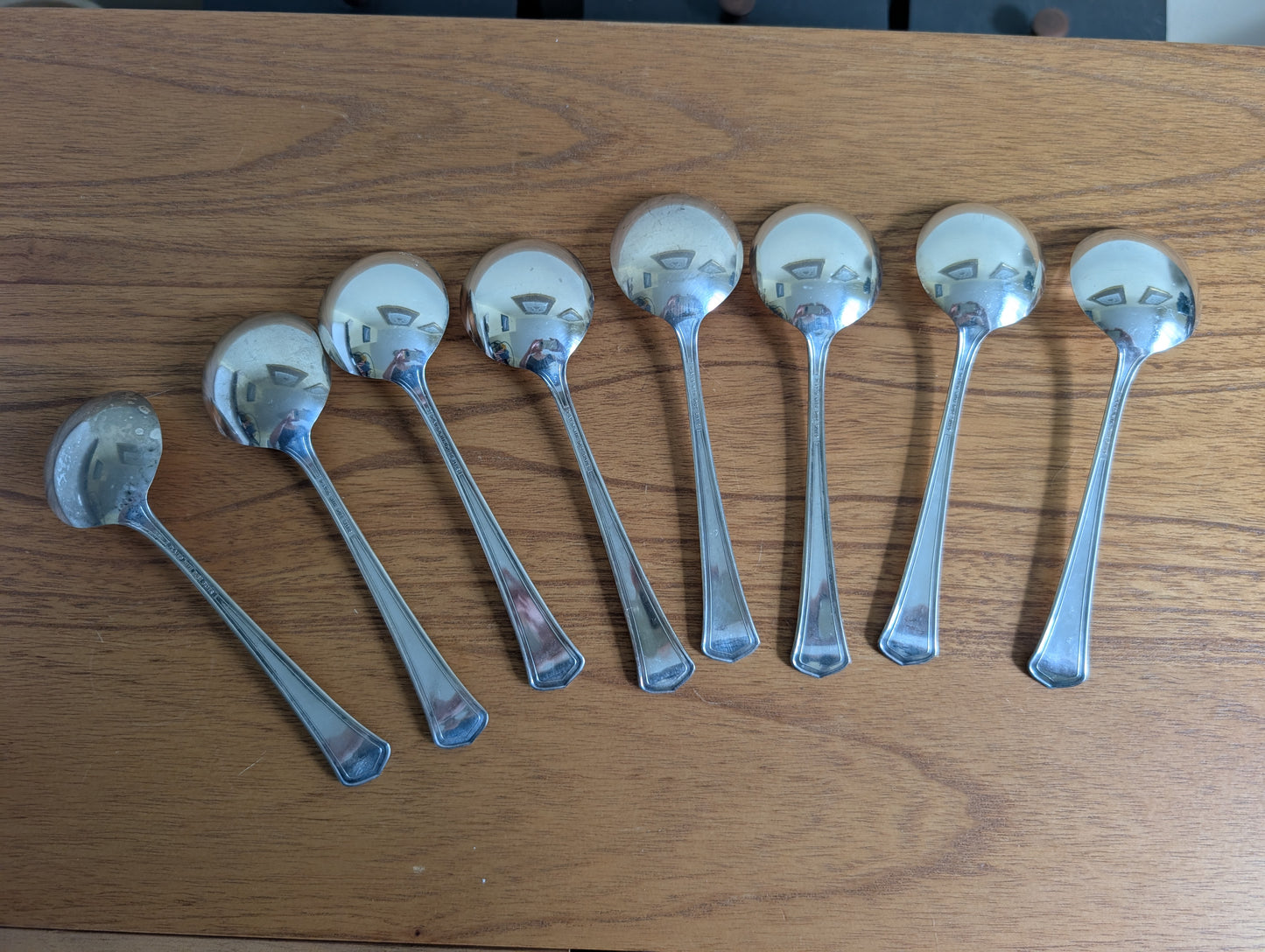 Set of 8 Vintage Silver Plated Soup Spoons