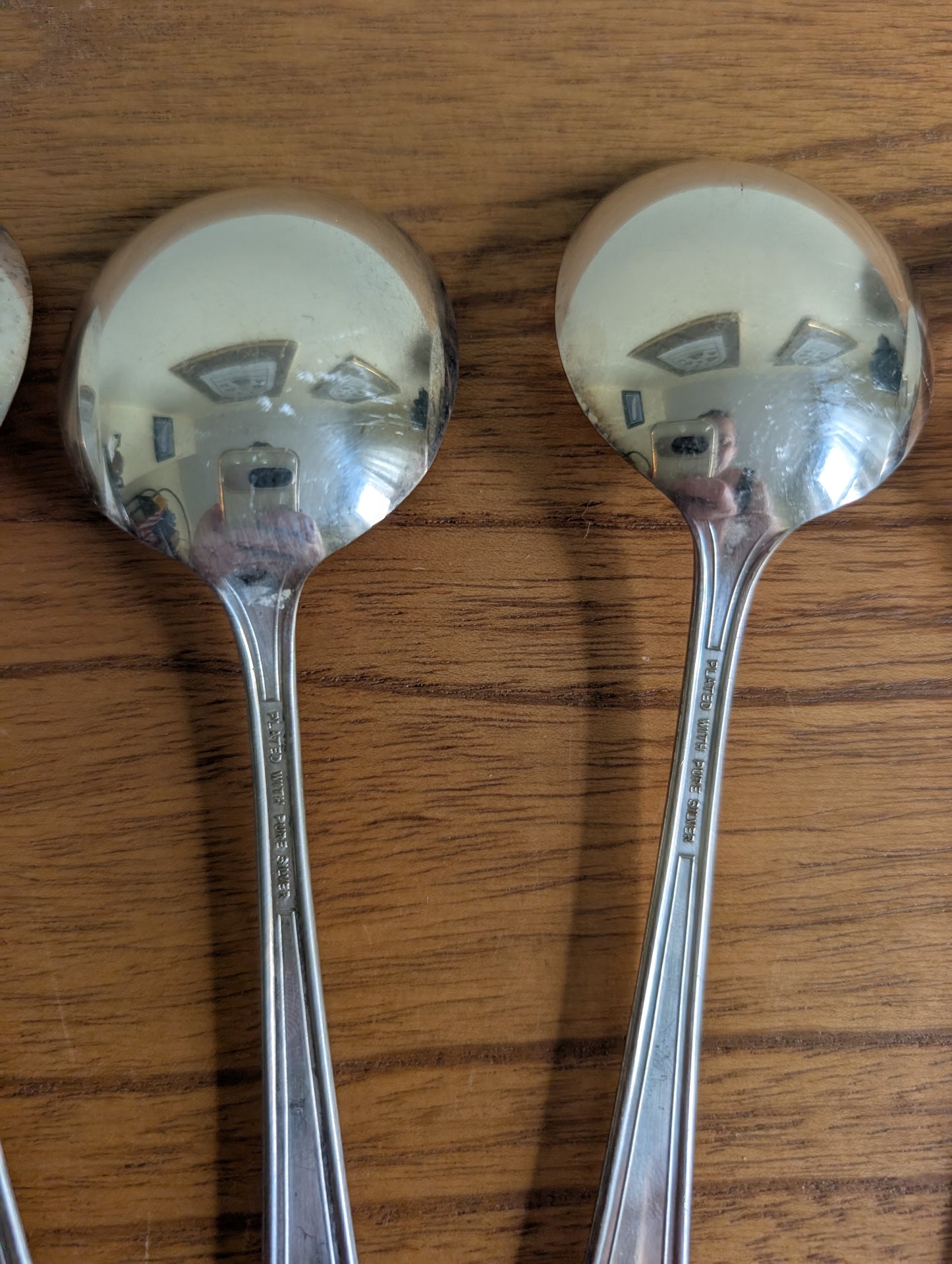 Set of 8 Vintage Silver Plated Soup Spoons
