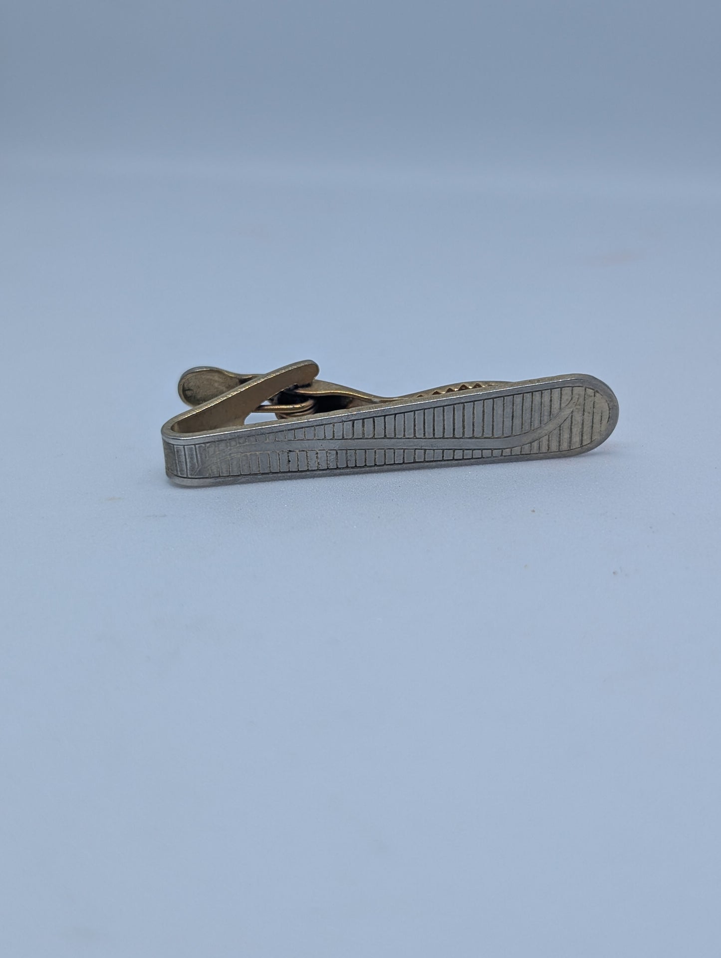 Silver Tone Tie Shaped Tie Clip