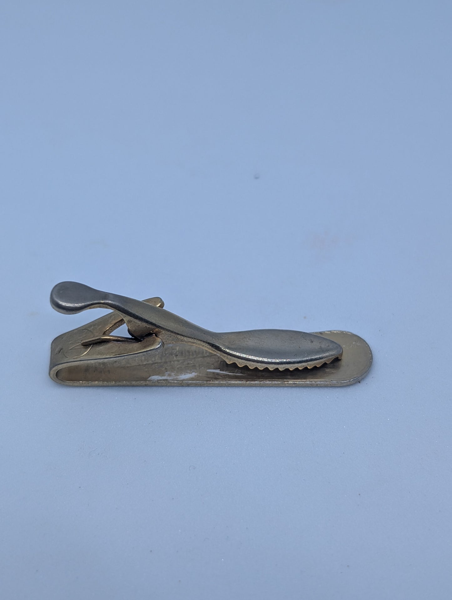 Silver Tone Tie Shaped Tie Clip