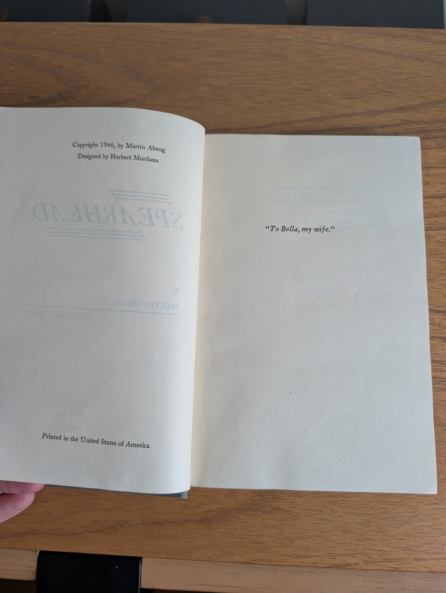Signed First Edition Book Spearhead by Martin Abzug