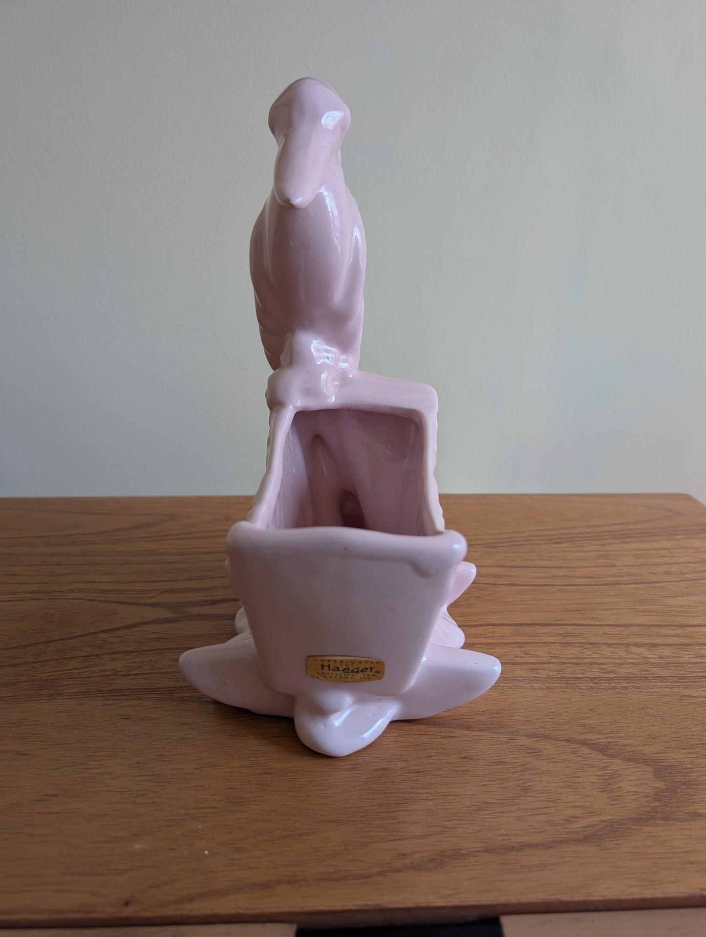 It's A Girl! Vintage Pink Stork Planter with Cradle by Haeger Potteries