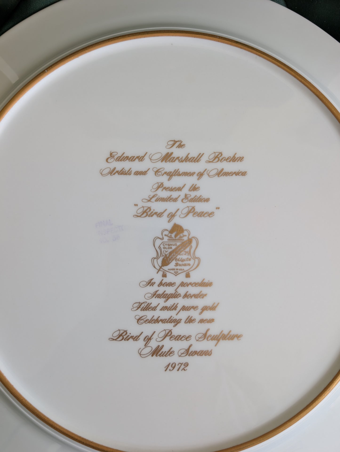 "Bird of Peace" Swan Plate