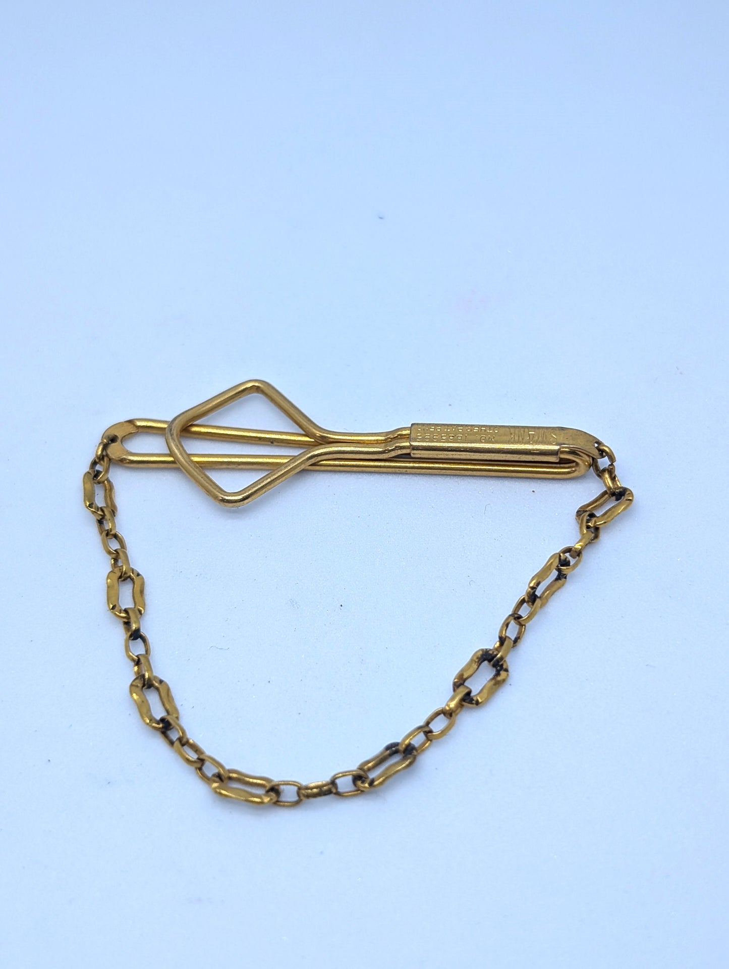 Vintage Swank Tie Clip with Chain Gold Tone No 1865995 Other Pat Pend