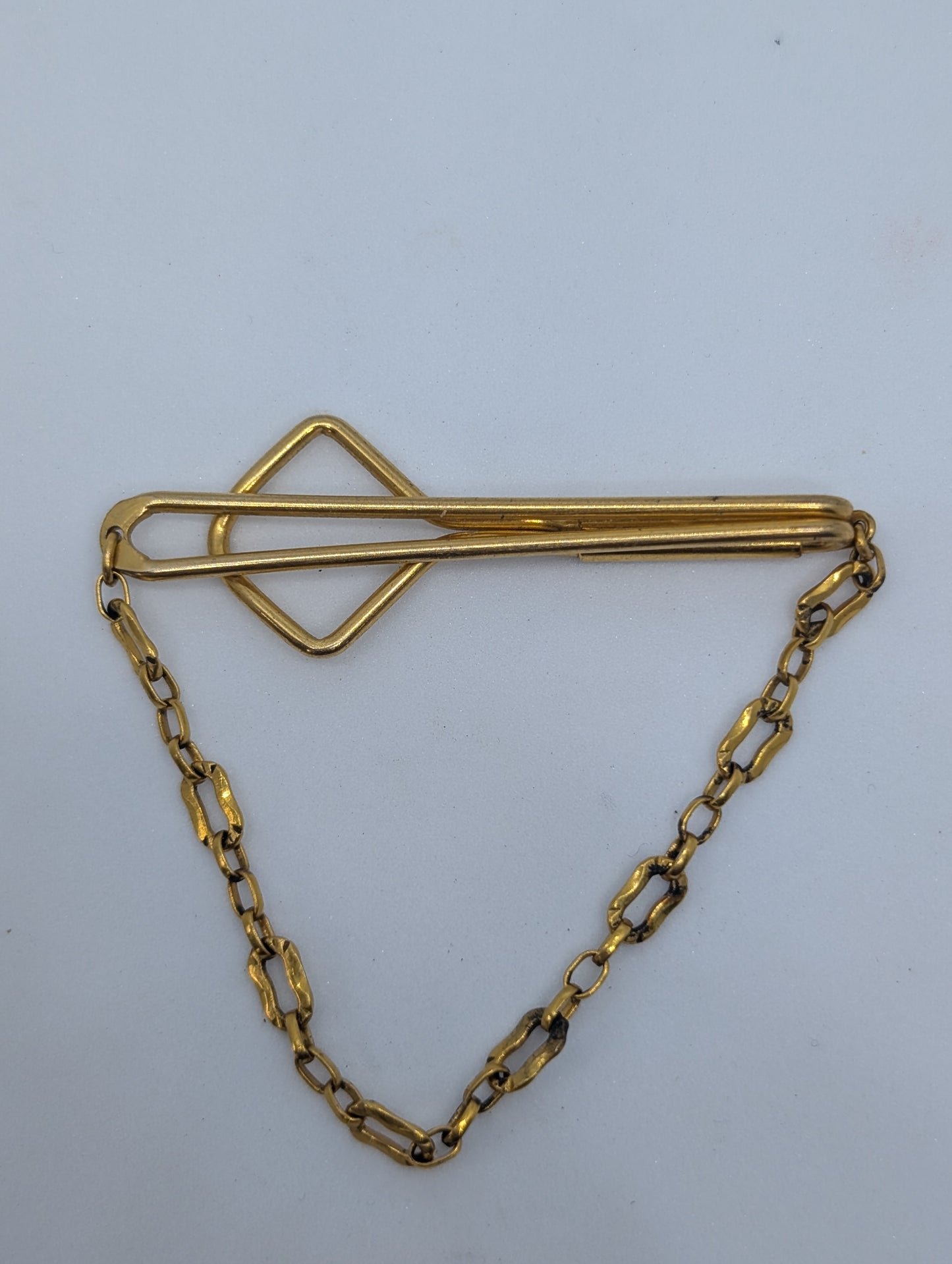 Vintage Swank Tie Clip with Chain Gold Tone No 1865995 Other Pat Pend
