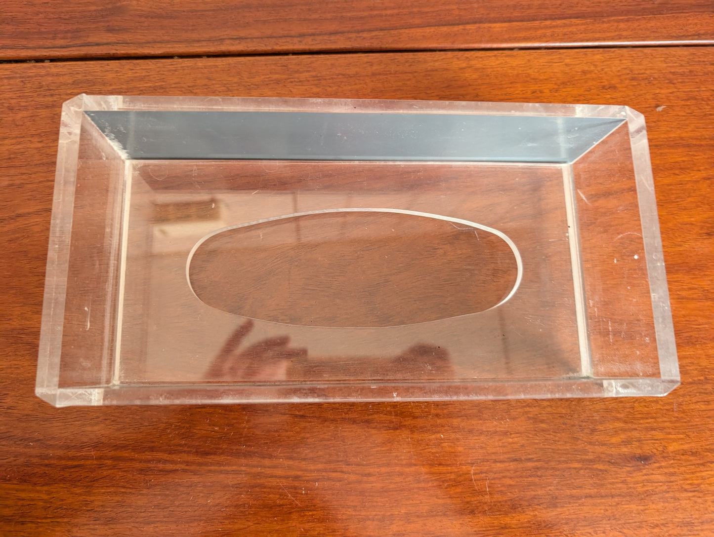 Unique Vintage Acrylic and Mirrored Tissue Box Holder