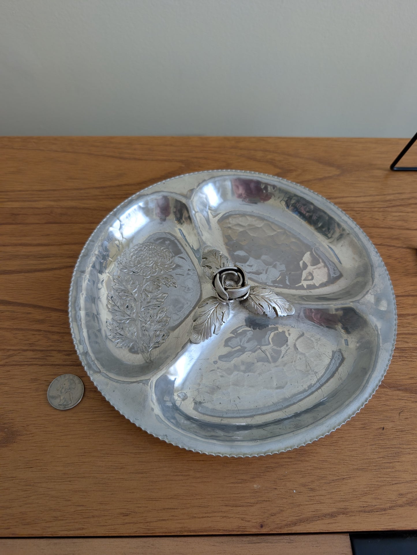 Three Section Hammered Aluminum Tray