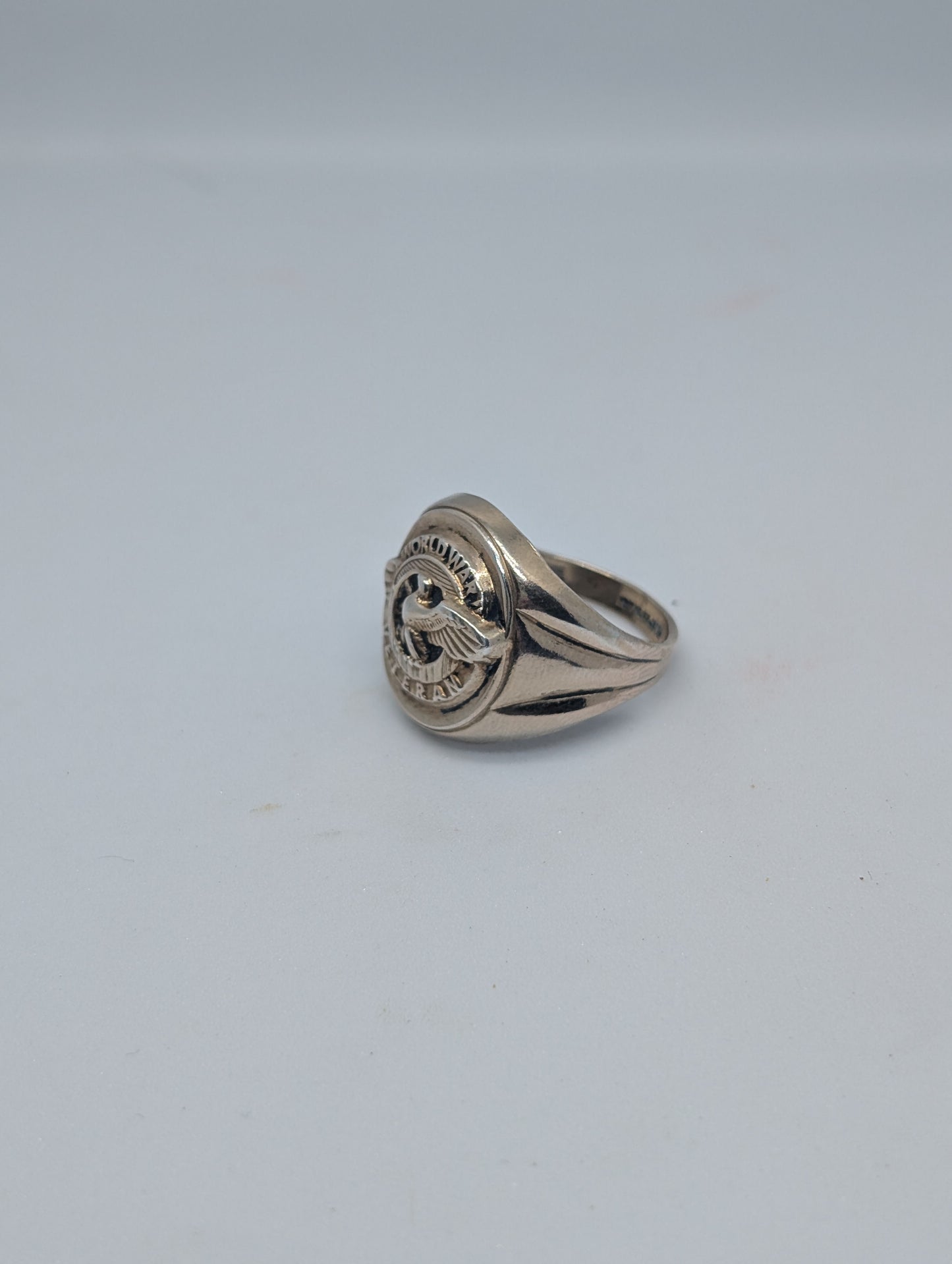 Sterling World War II Veteran Ring with Eagle Size 10 WWII Ring