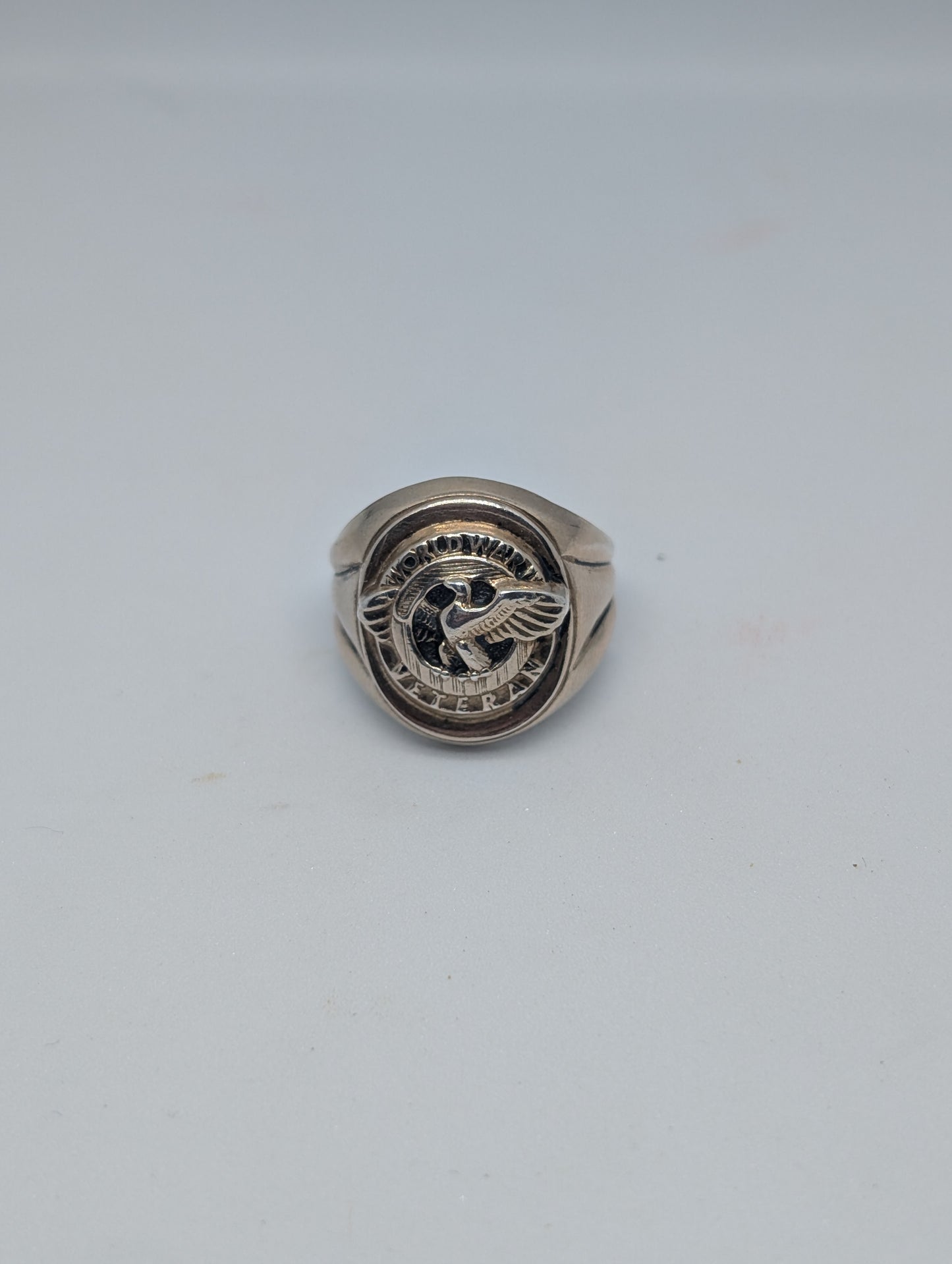 Sterling World War II Veteran Ring with Eagle Size 10 WWII Ring