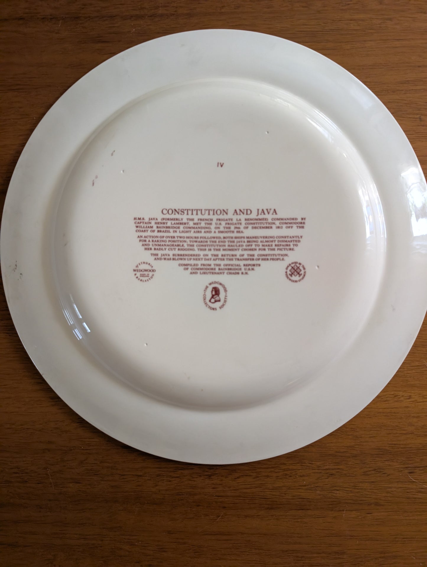 Wedgwood Ship Plate 12.5"