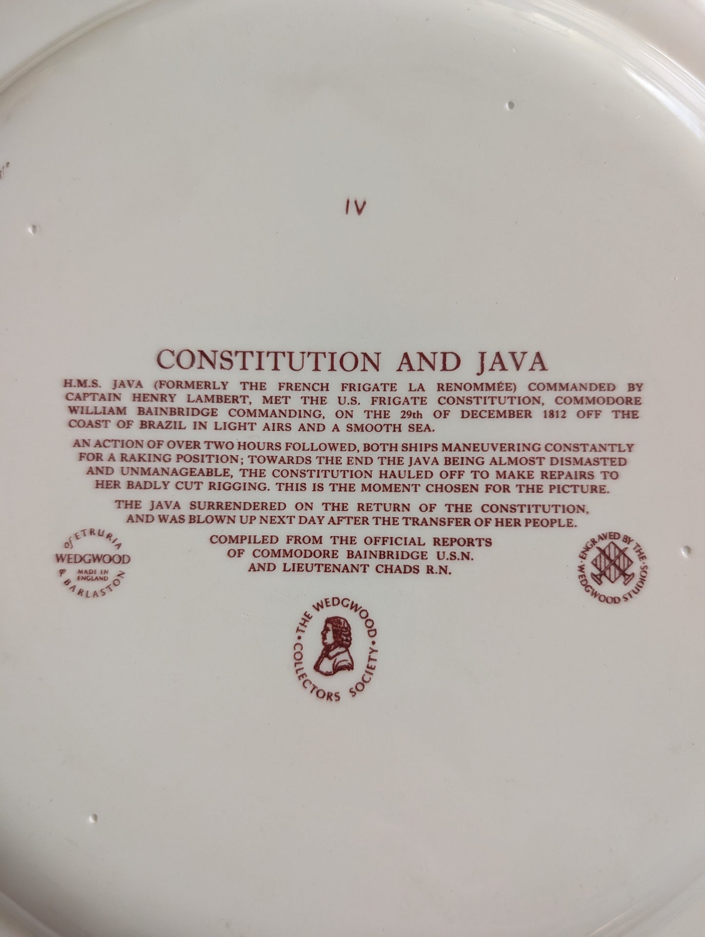 Wedgwood Ship Plate 12.5"