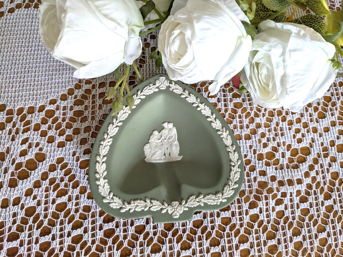 Sage Green Wedgwood Spade Trinket Dish