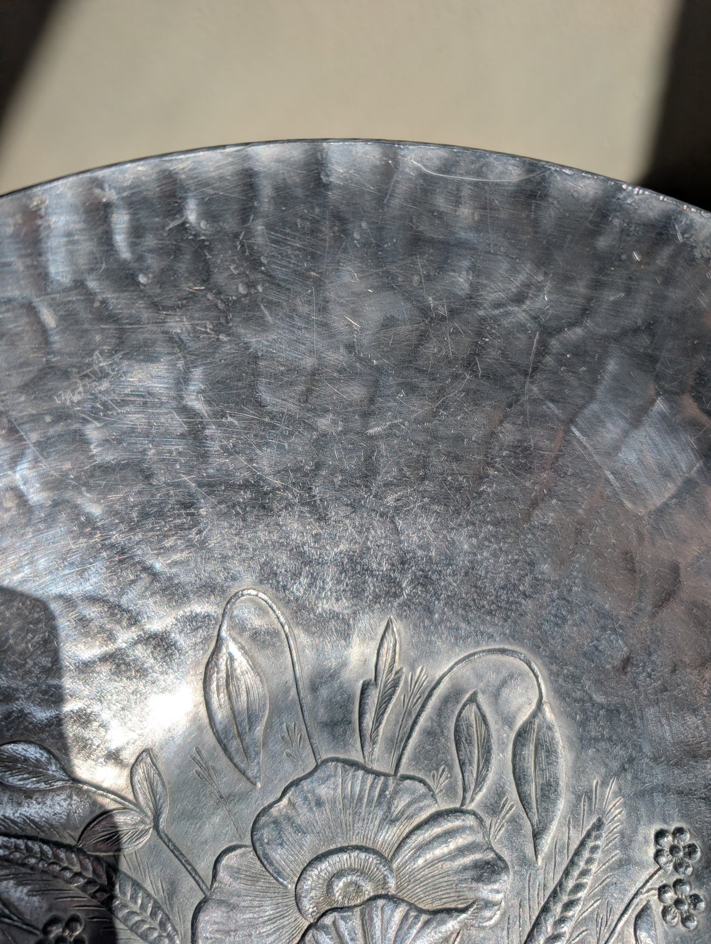 Large Hammered Aluminum Bowl
