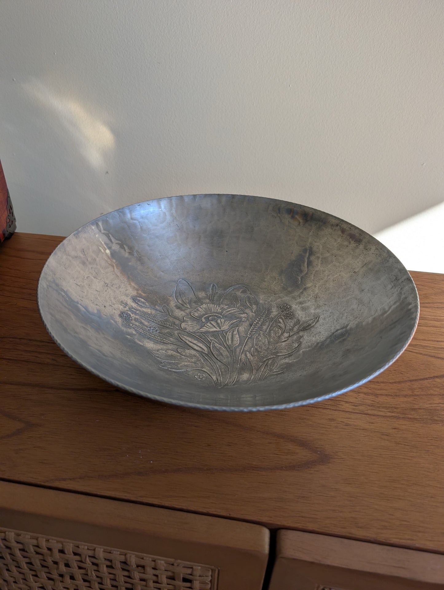 Large Hammered Aluminum Bowl