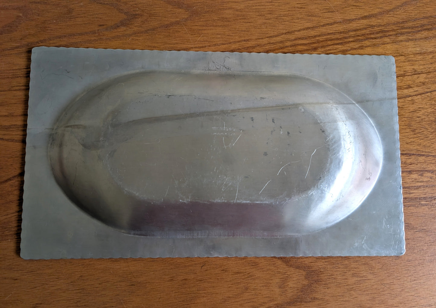 Vintage Hammered Aluminum Tray with Ornate Wildflower Design