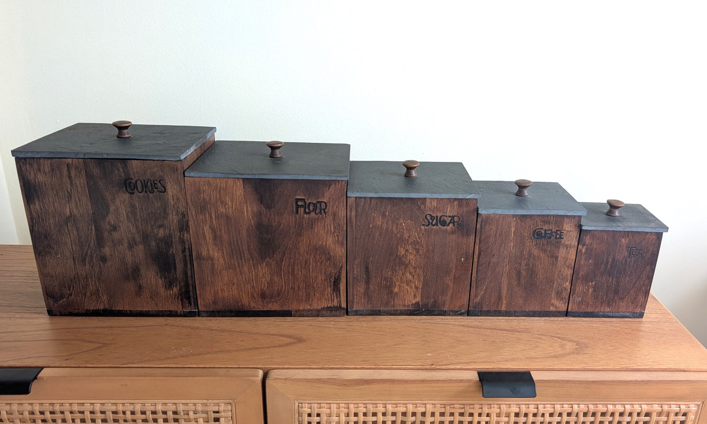 Baricroft Kitchen Canisters Solid Wood and Slate