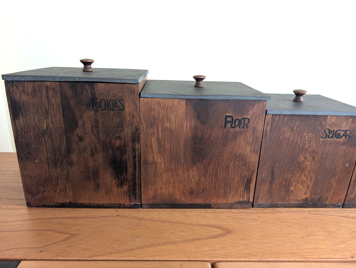 Baricroft Kitchen Canisters Solid Wood and Slate