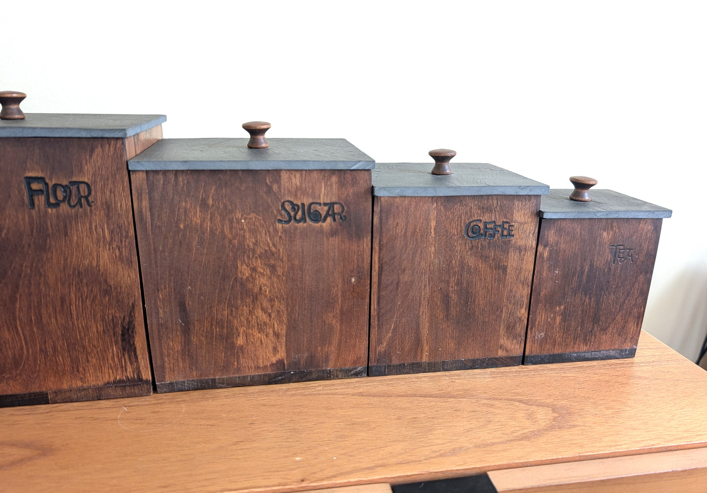 Baricroft Kitchen Canisters Solid Wood and Slate