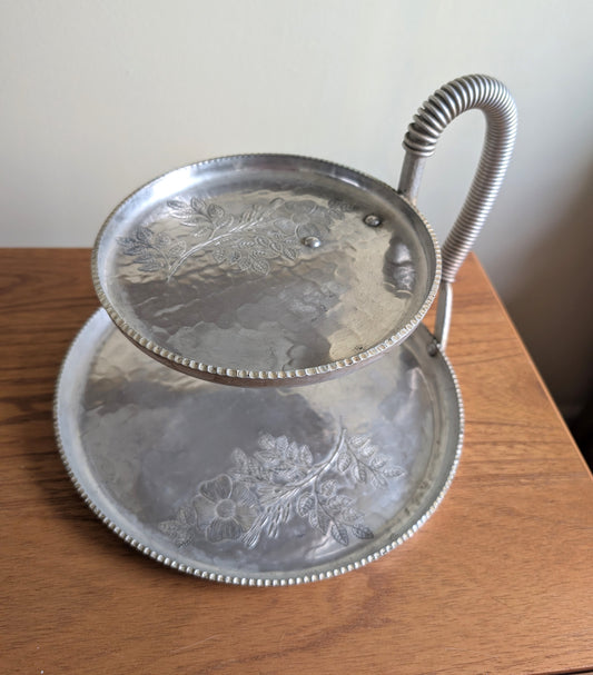 Two Tier Hammered Aluminum Tray