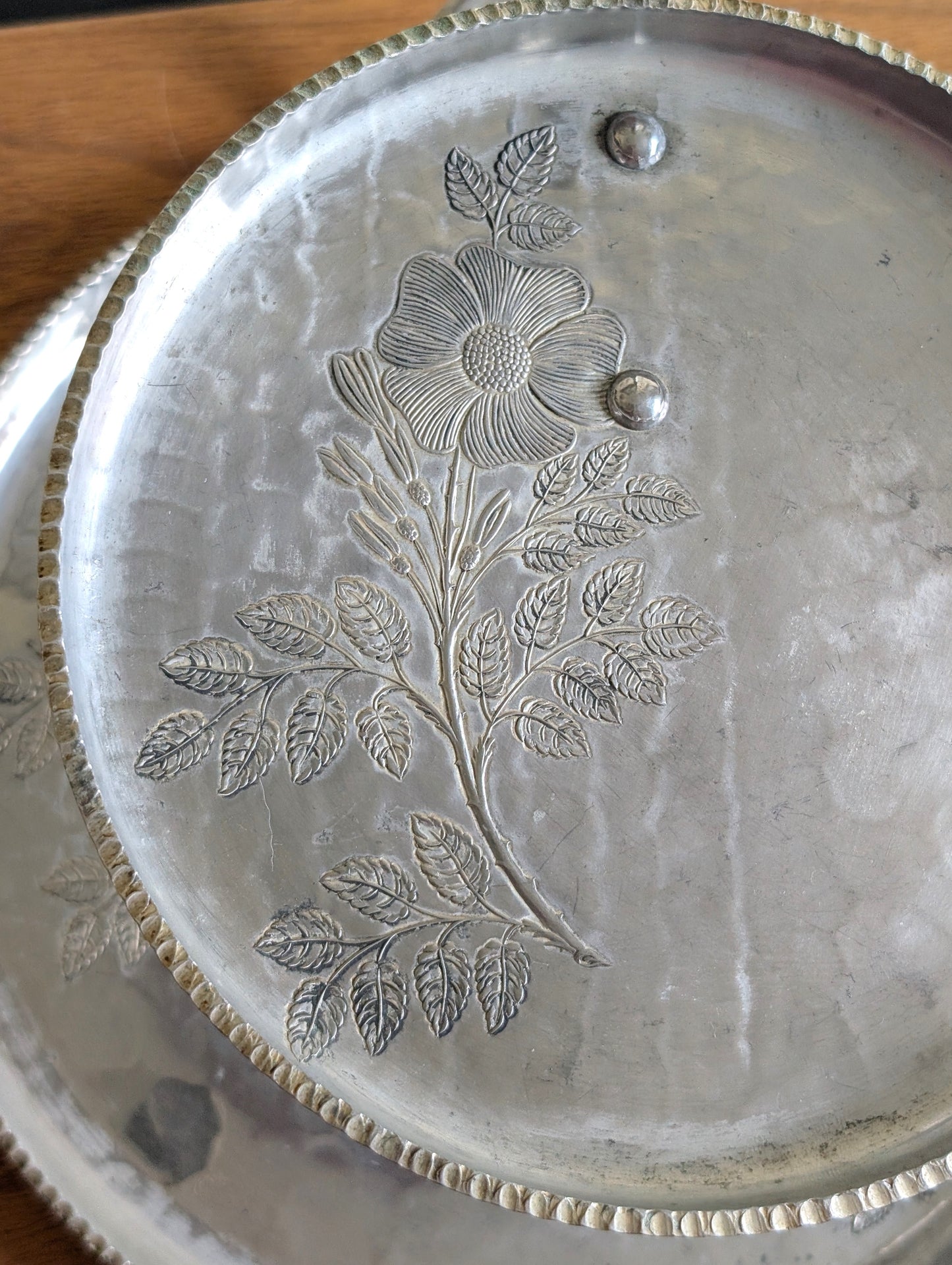 Two Tier Hammered Aluminum Tray