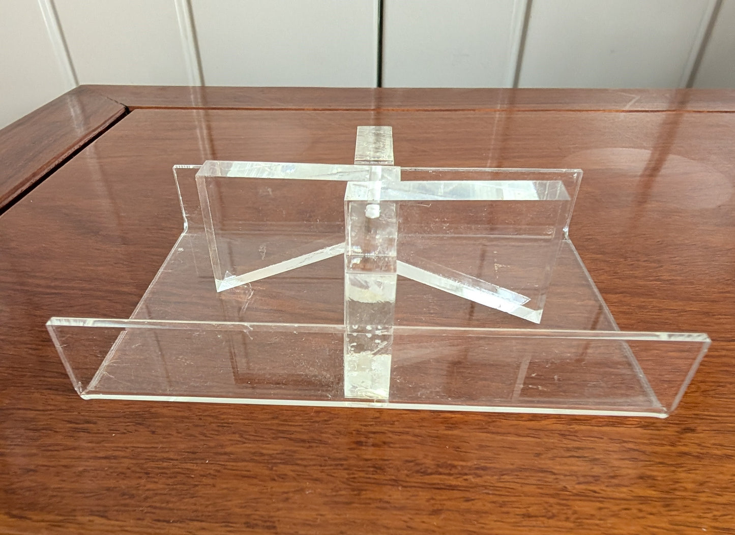 Vintage Acrylic Small Desk Tray Business Card Dispenser