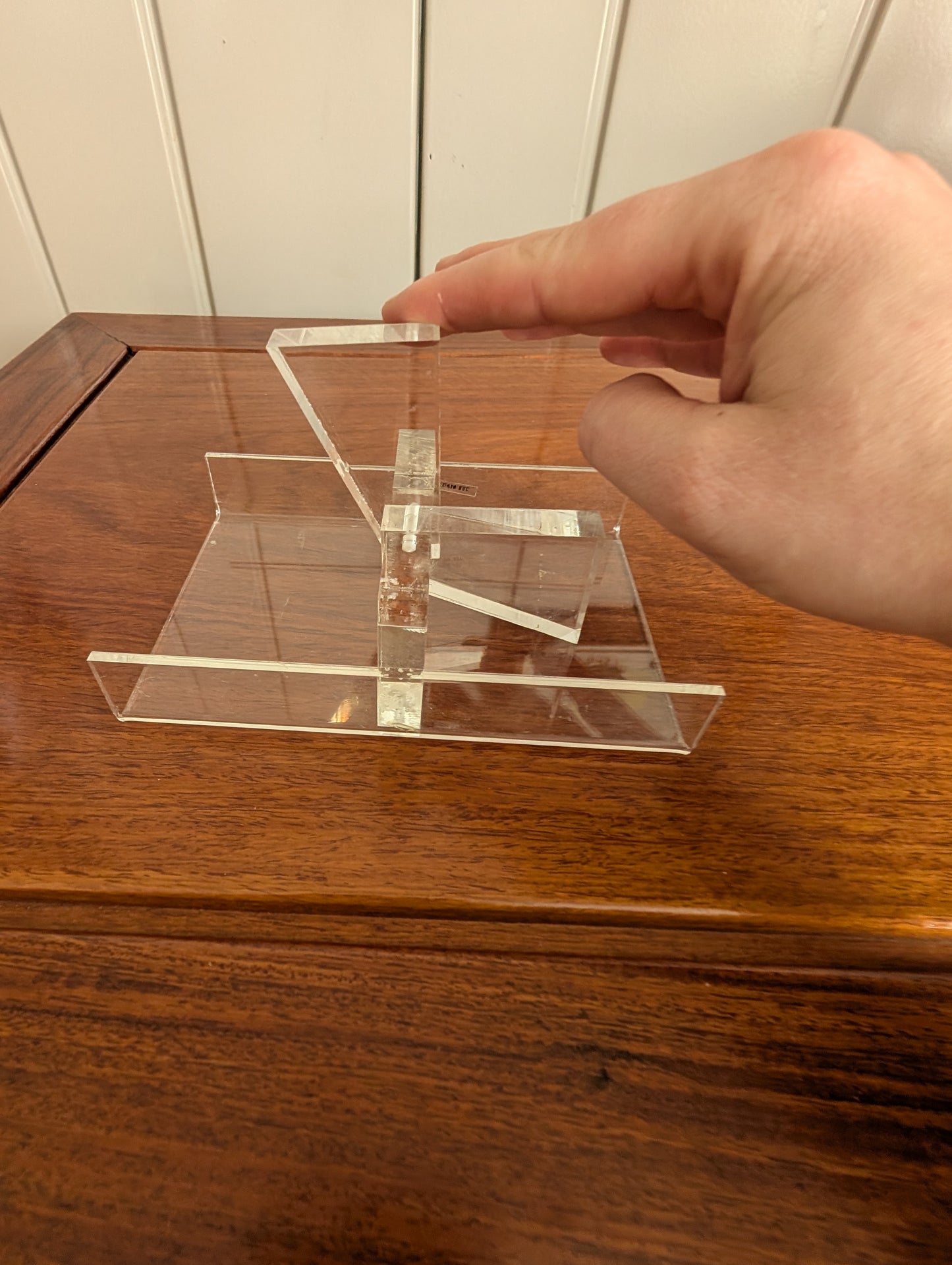 Vintage Acrylic Small Desk Tray Business Card Dispenser