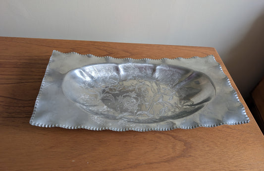 Hammered Aluminum Admiration Rectangular Tray with Wildflowers