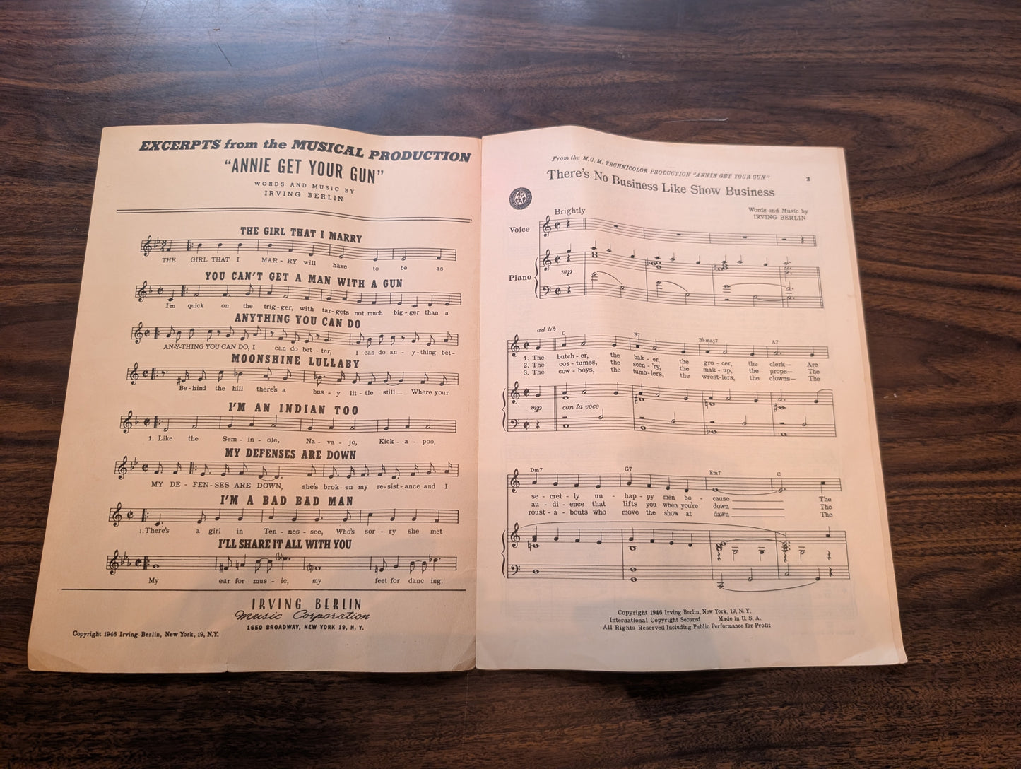 Rogers and Hammerstein Annie Get Your Gun Sheet Music 1946