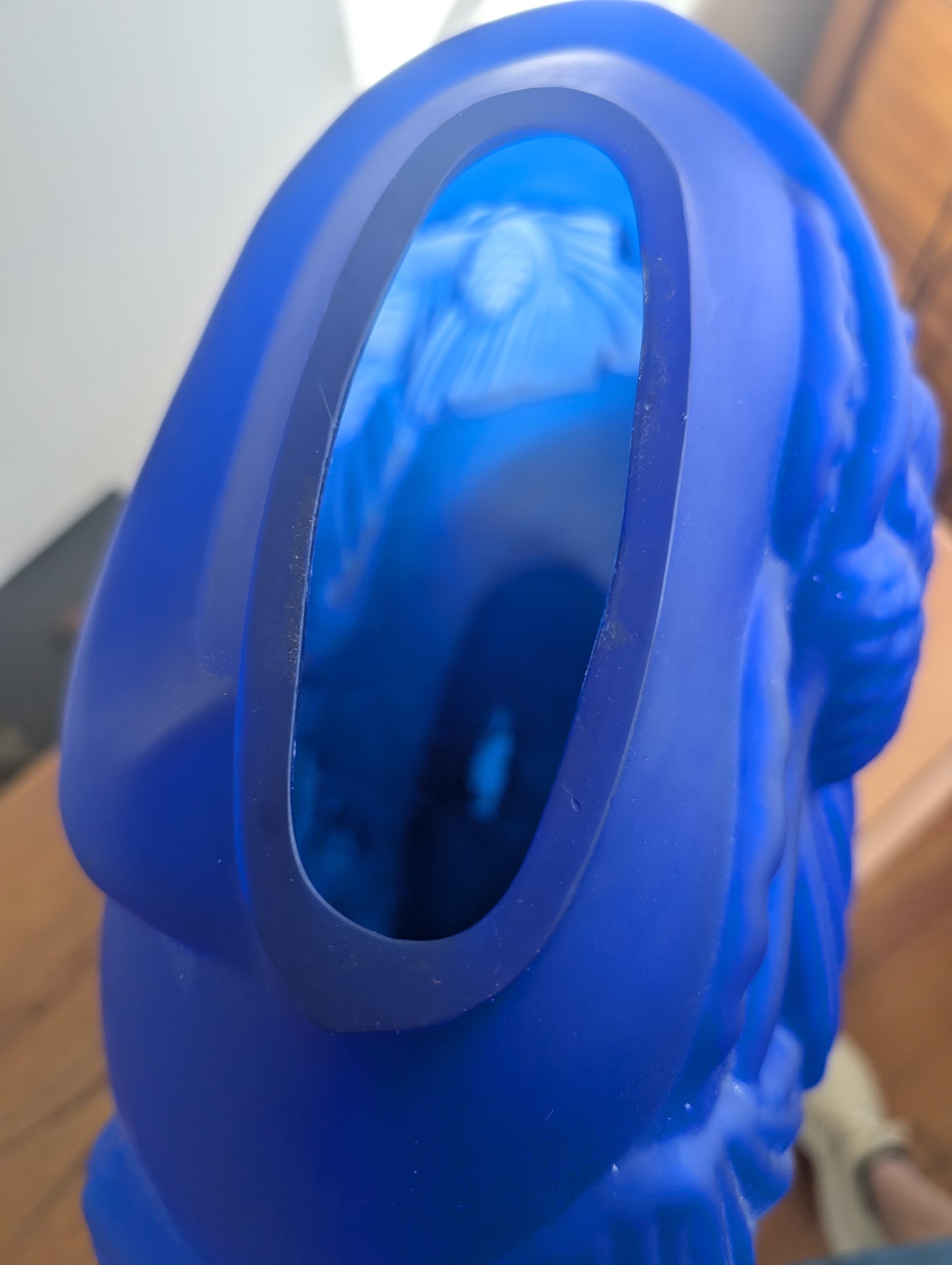 Large Cobalt Blue Balos Mouth Blown Pinecone Design Glass Vase